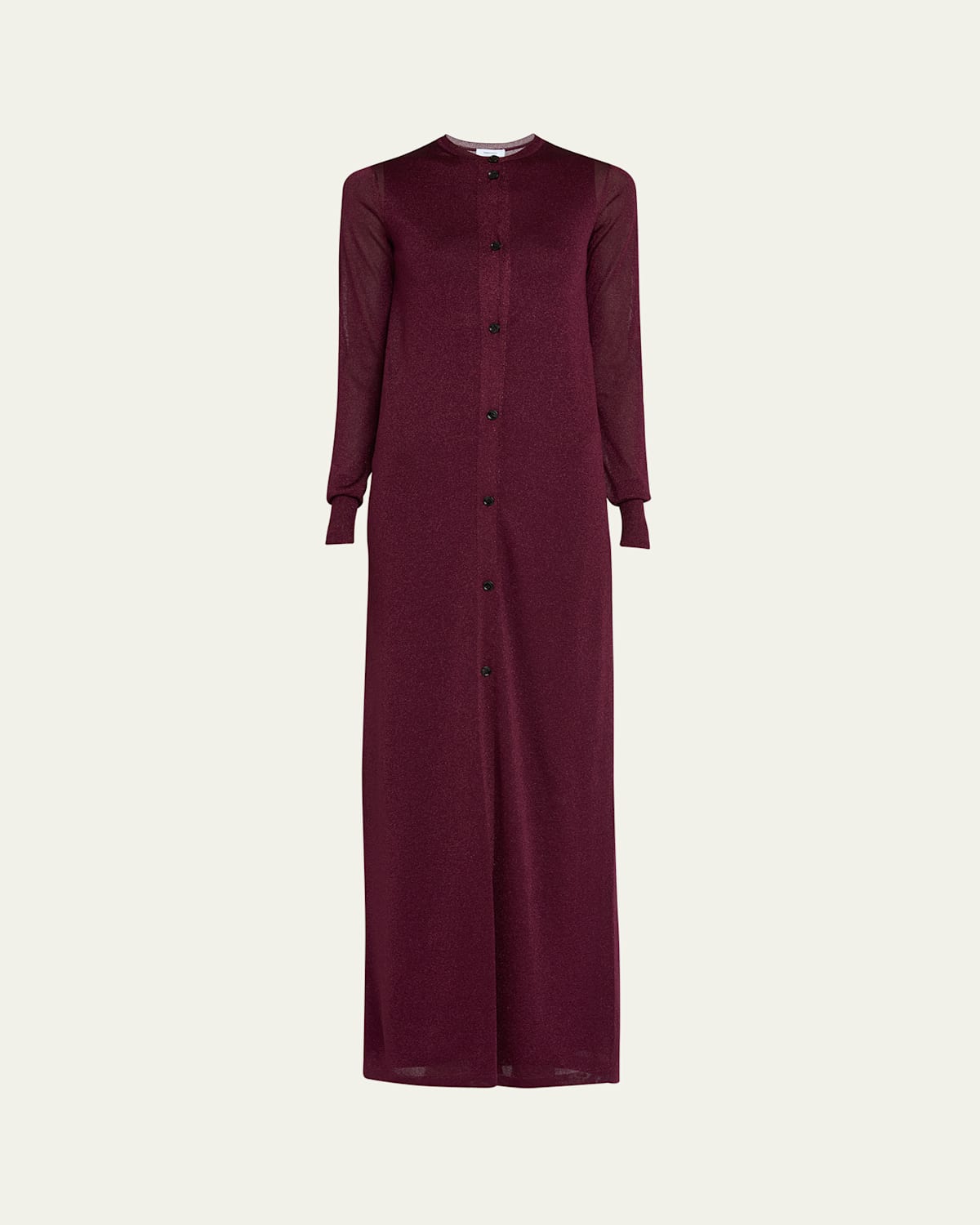 Ferragamo Long Lurex Knit Cardigan In Oxblood