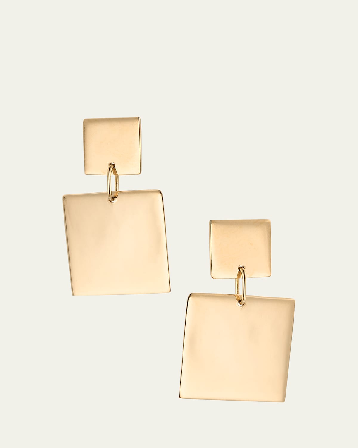 14K Yellow Gold Double Square Dangle Earrings