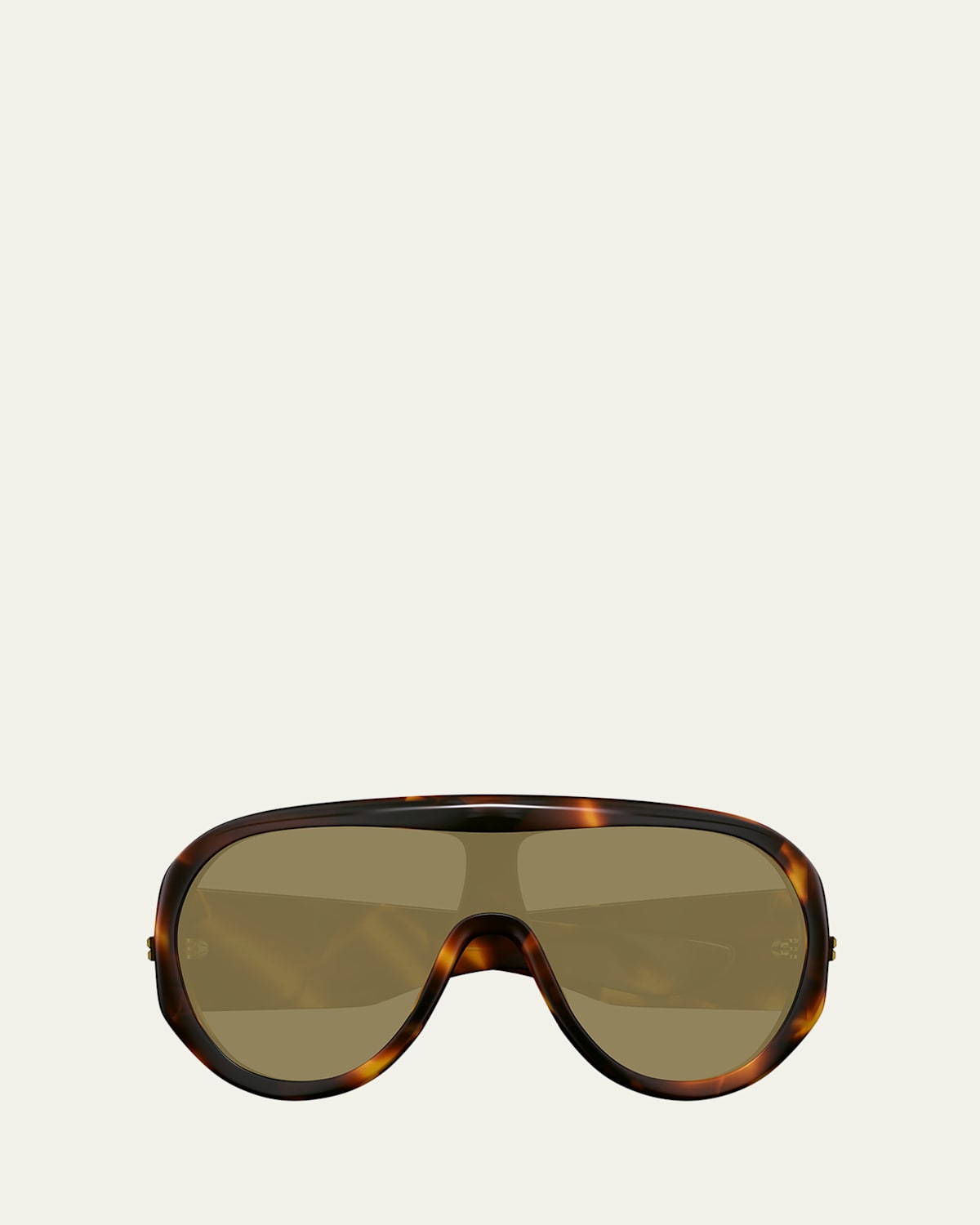 Bottega Veneta Shield Acetate Sunglasses In Shiny Macro Squared Spotted Havana