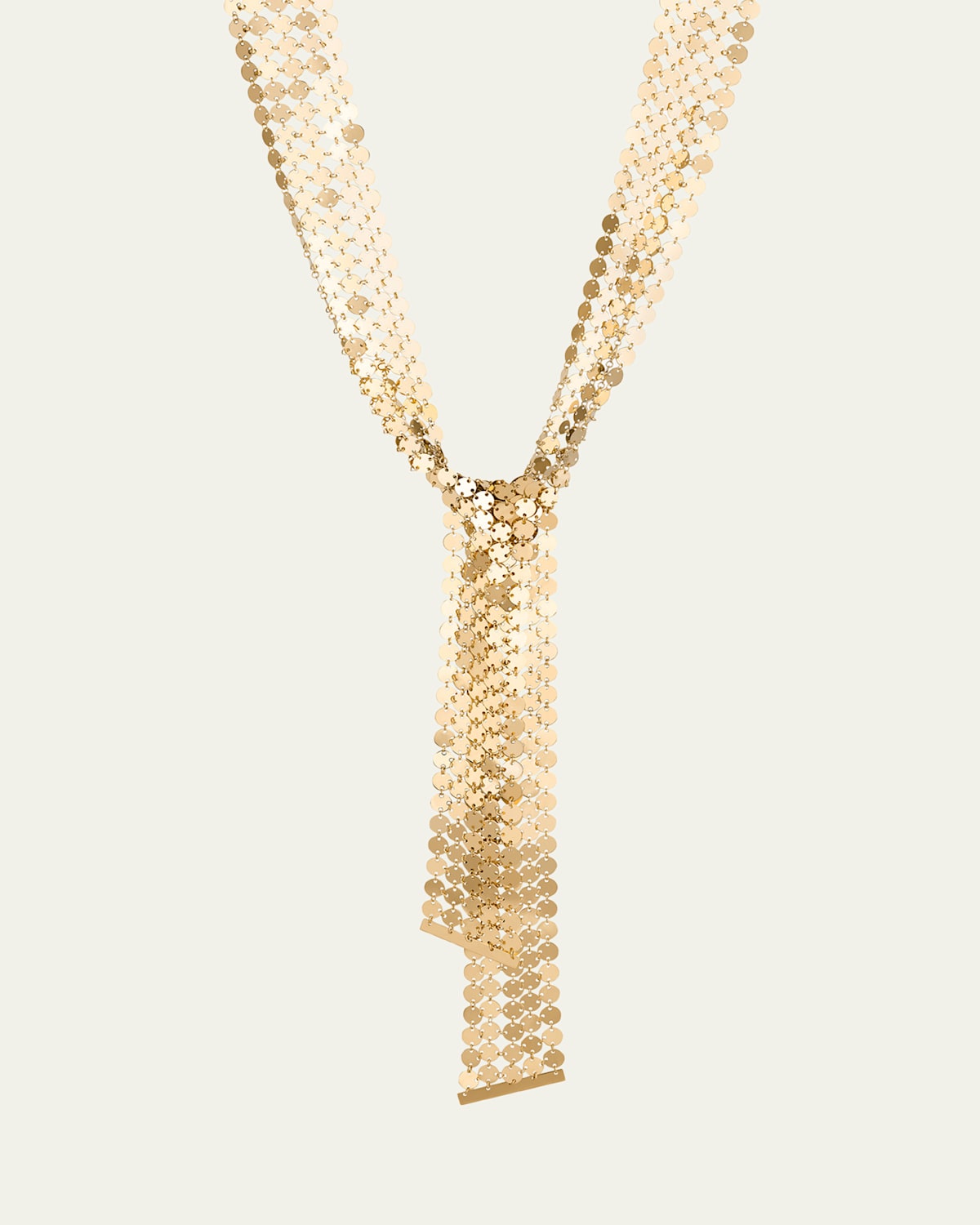 14K Yellow Gold Laser Mega Chainmail 5-Row Lariat Wrap Necklace