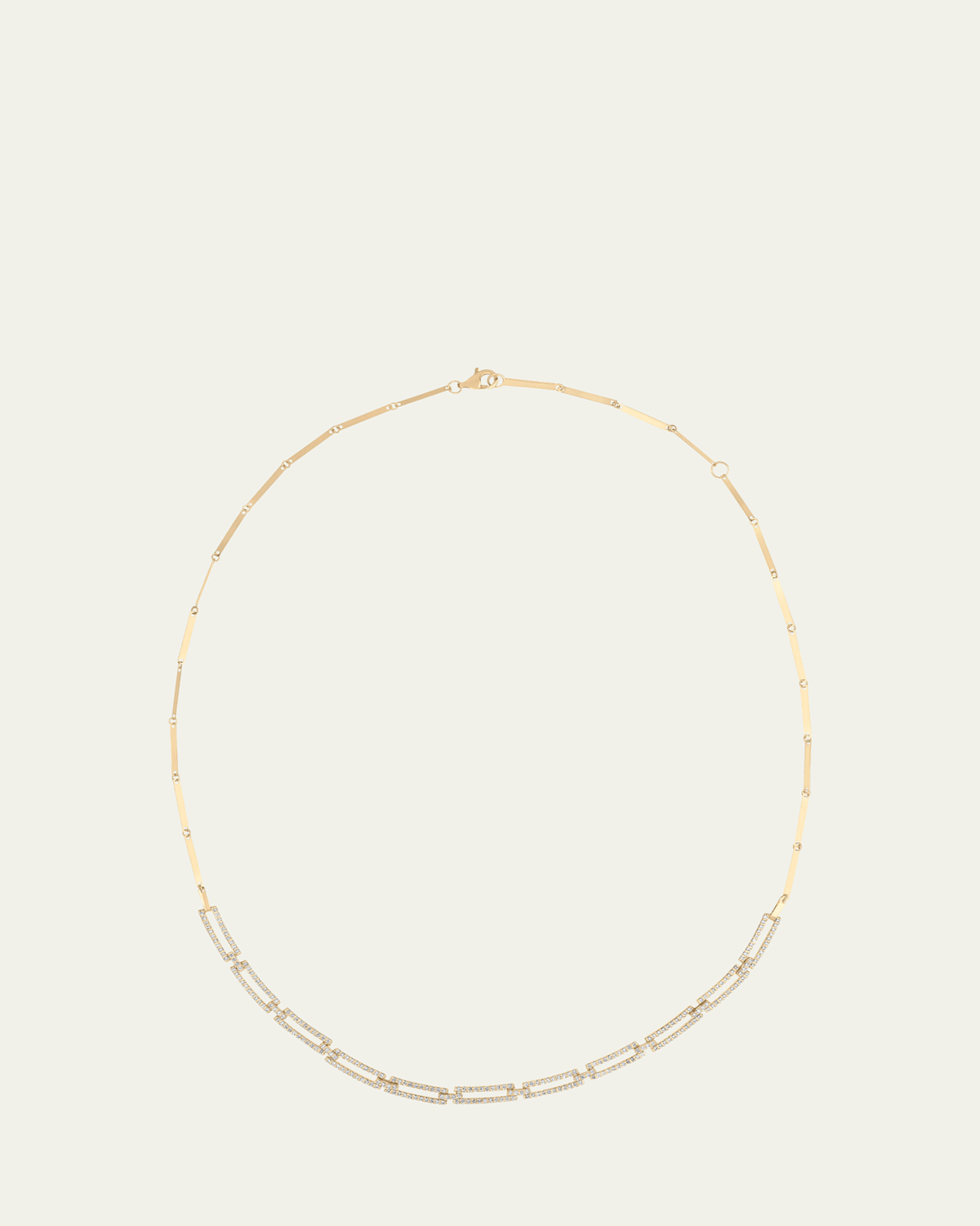 14K Yellow Gold Flawless Diamond Skinny Tag Link Laser Rectangle Chain Necklace