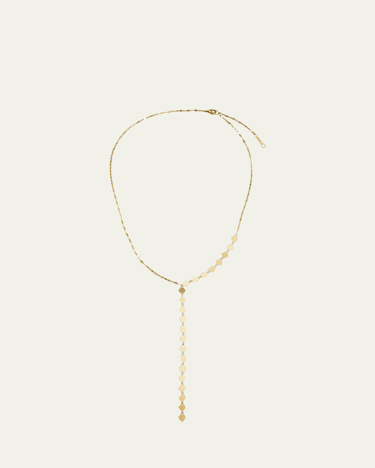 14K Yellow Gold Laser Kite Blake Chain Remix Lariat Necklace, 18"L