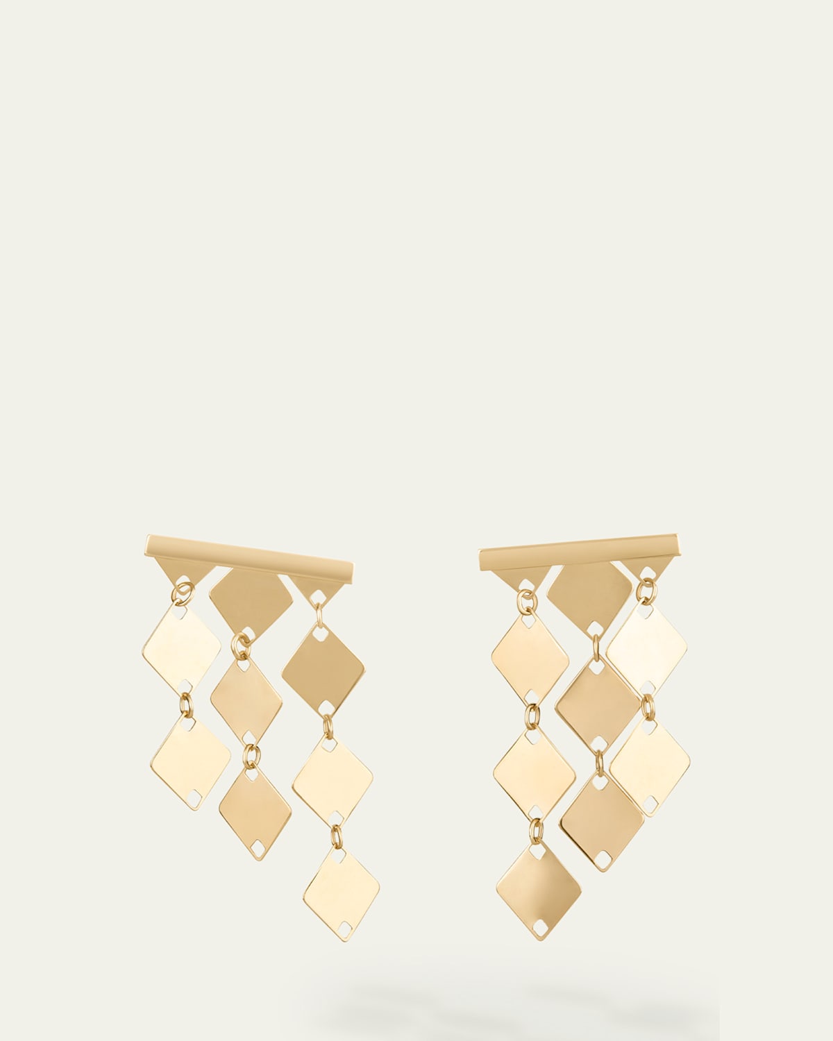 14K Yellow Gold Laser Kite Bar Earrings