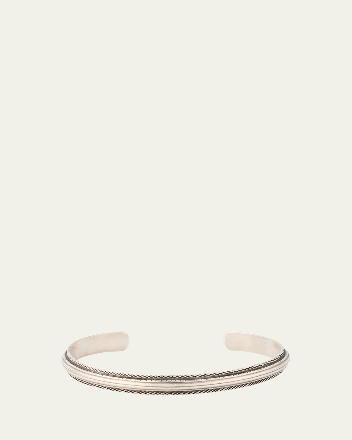 Men's Sterling Silver Feather-Trim Cuff Bracelet