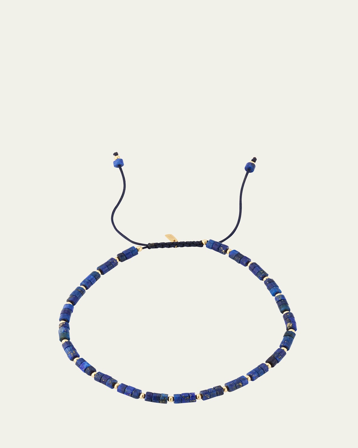 Men's 18K Gold Lapis Beaded Bracelet