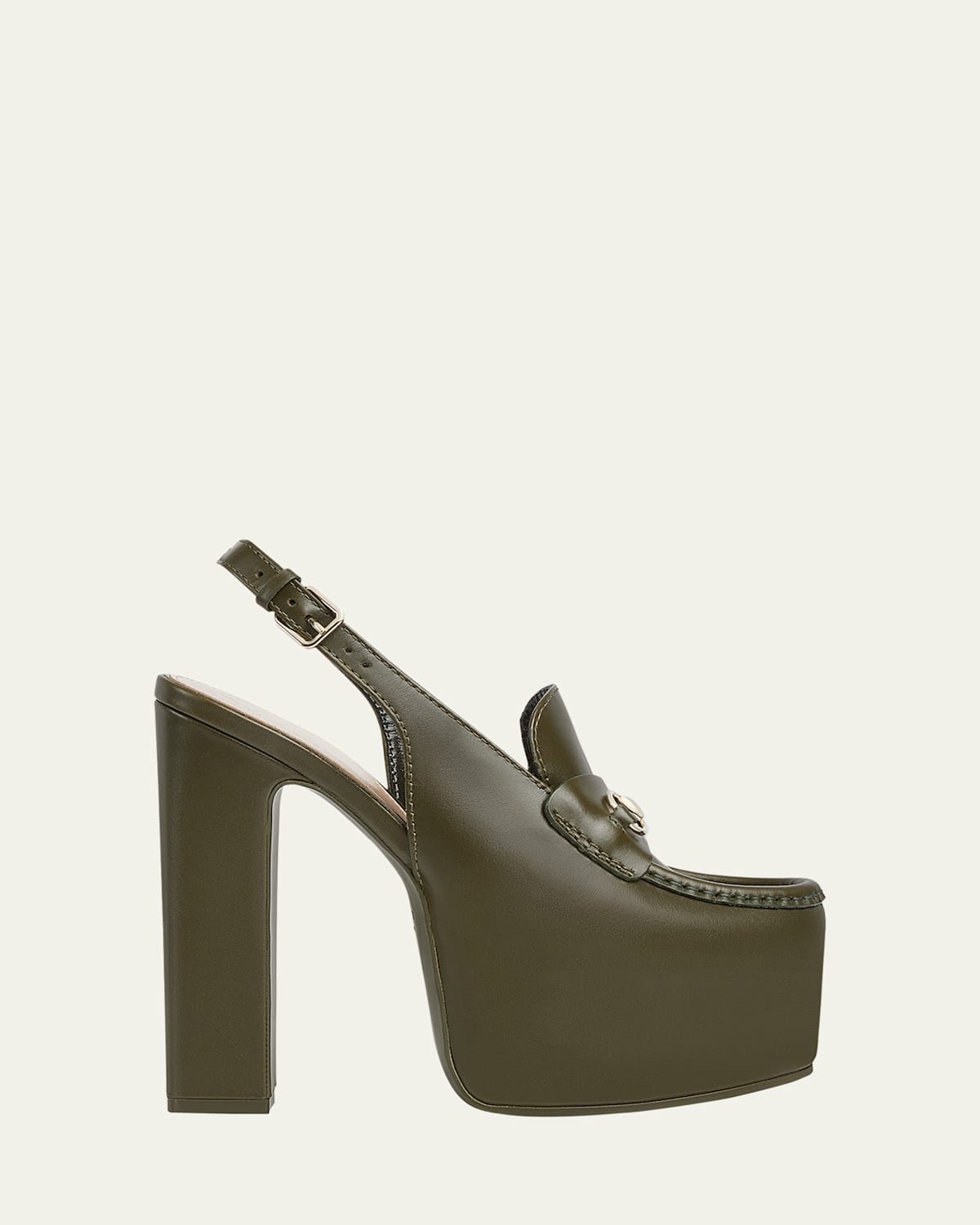 Gucci Ottavia Leather Platform Loafer Pumps In Luscious Green