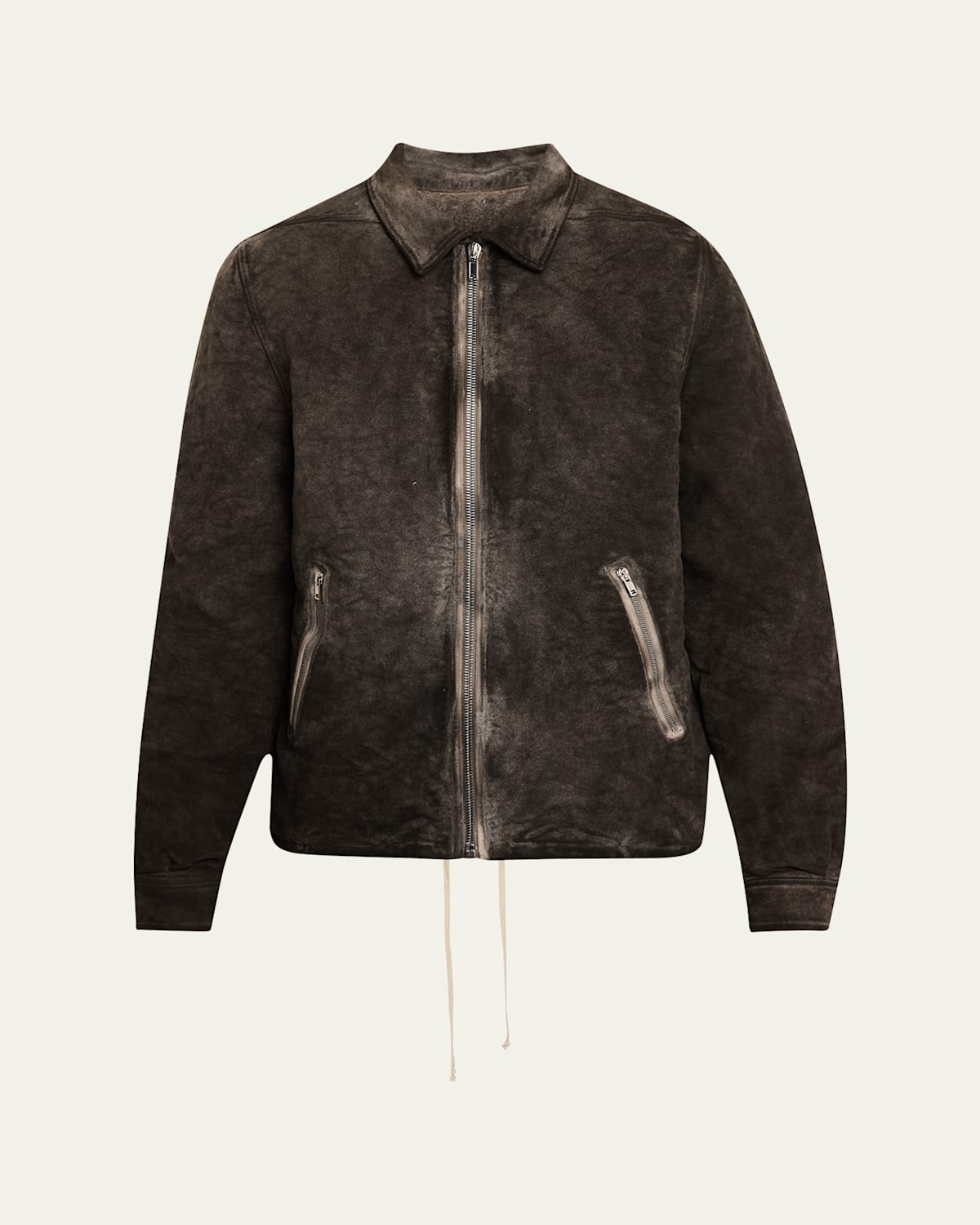 Men's Distressed Moleskin Zip Overshirt