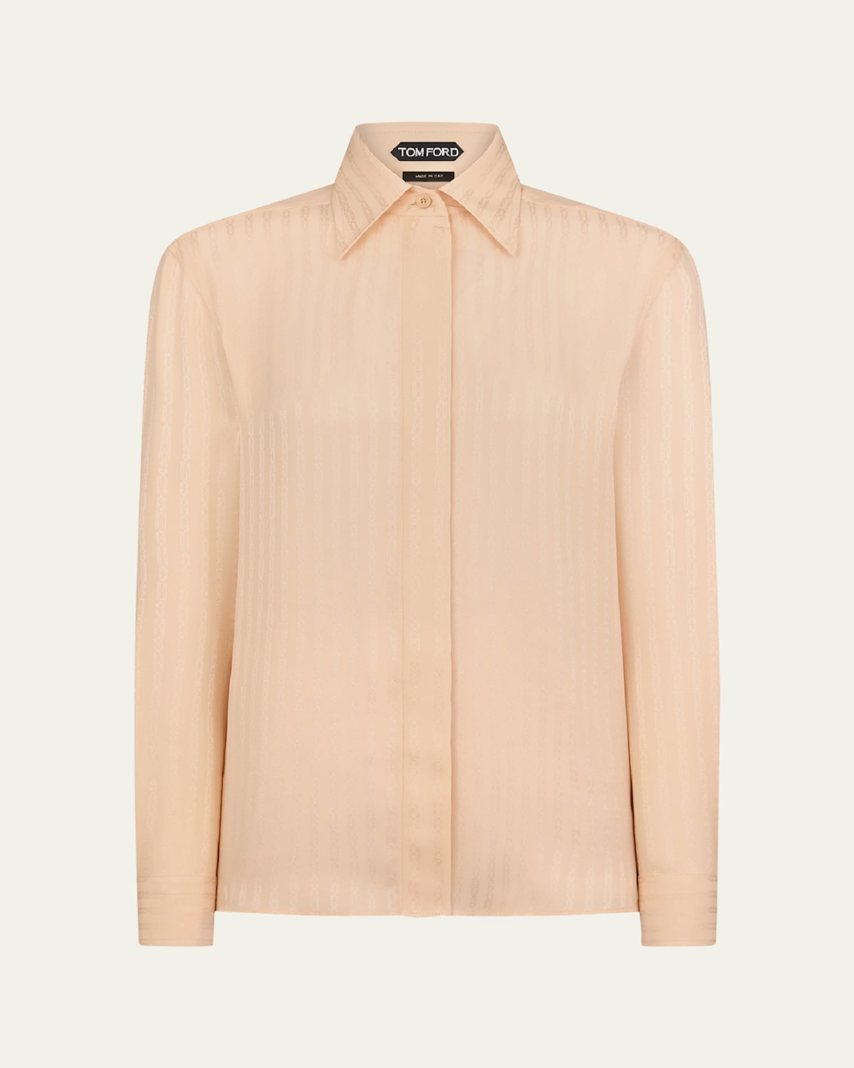 TOM FORD WHITNEY CHAIN STRIPED FLUID SILK SHIRT 