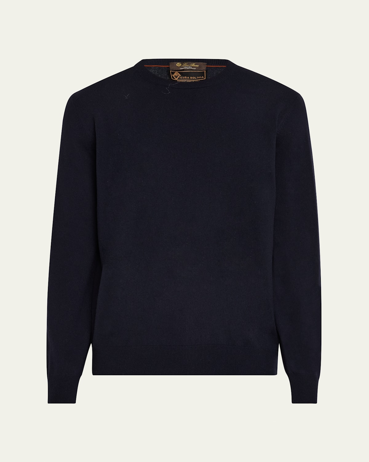Loro Piana Men's Vicuna Wool Crewneck Sweater In W000 Blue Navy