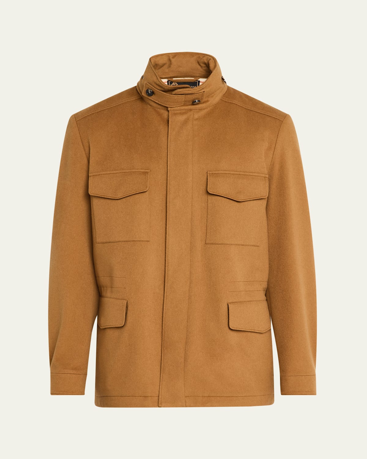 Loro Piana Men's Vicuna Wool Full-zip Field Jacket In Brown