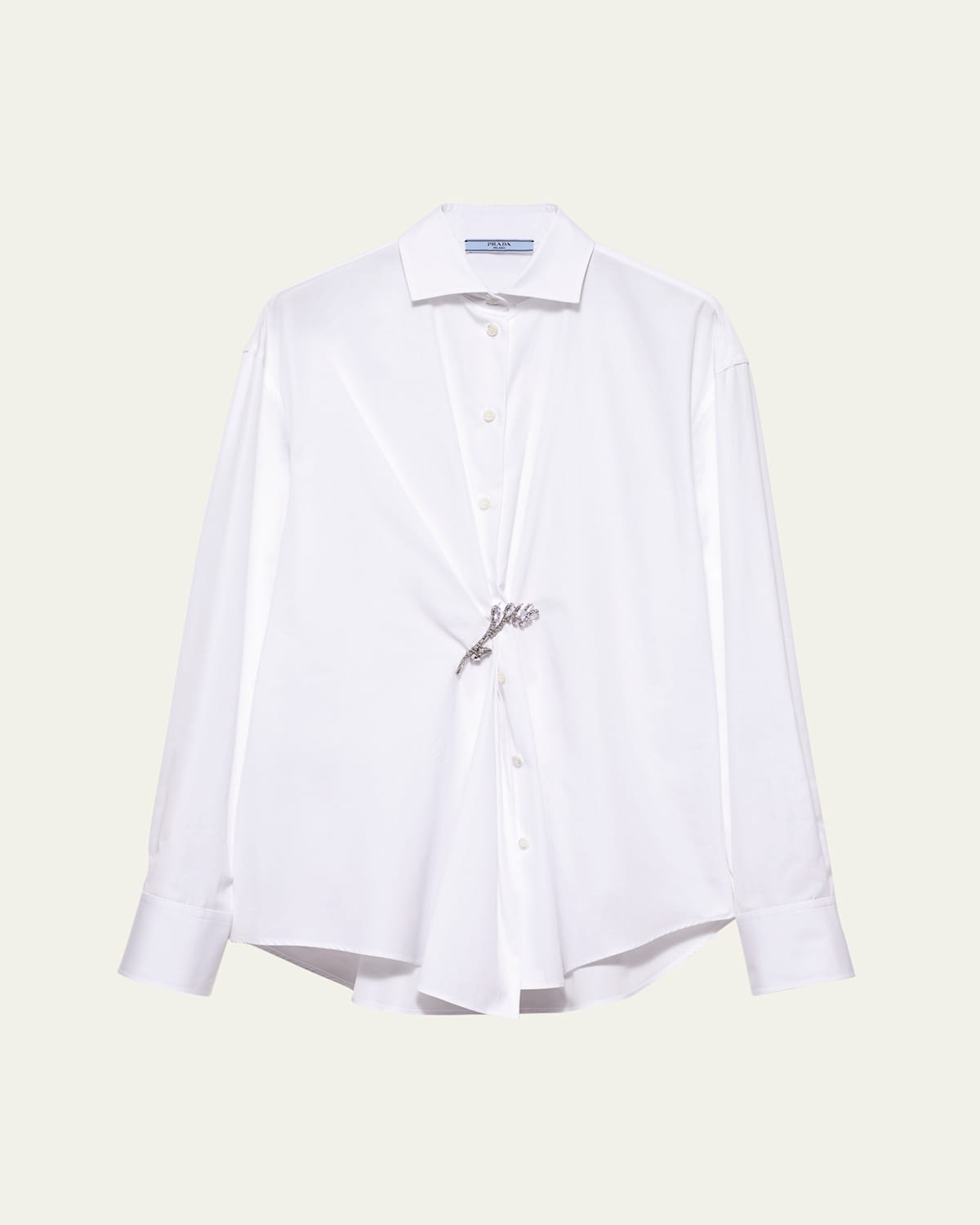 Prada White Poplin Shirt In Bianco