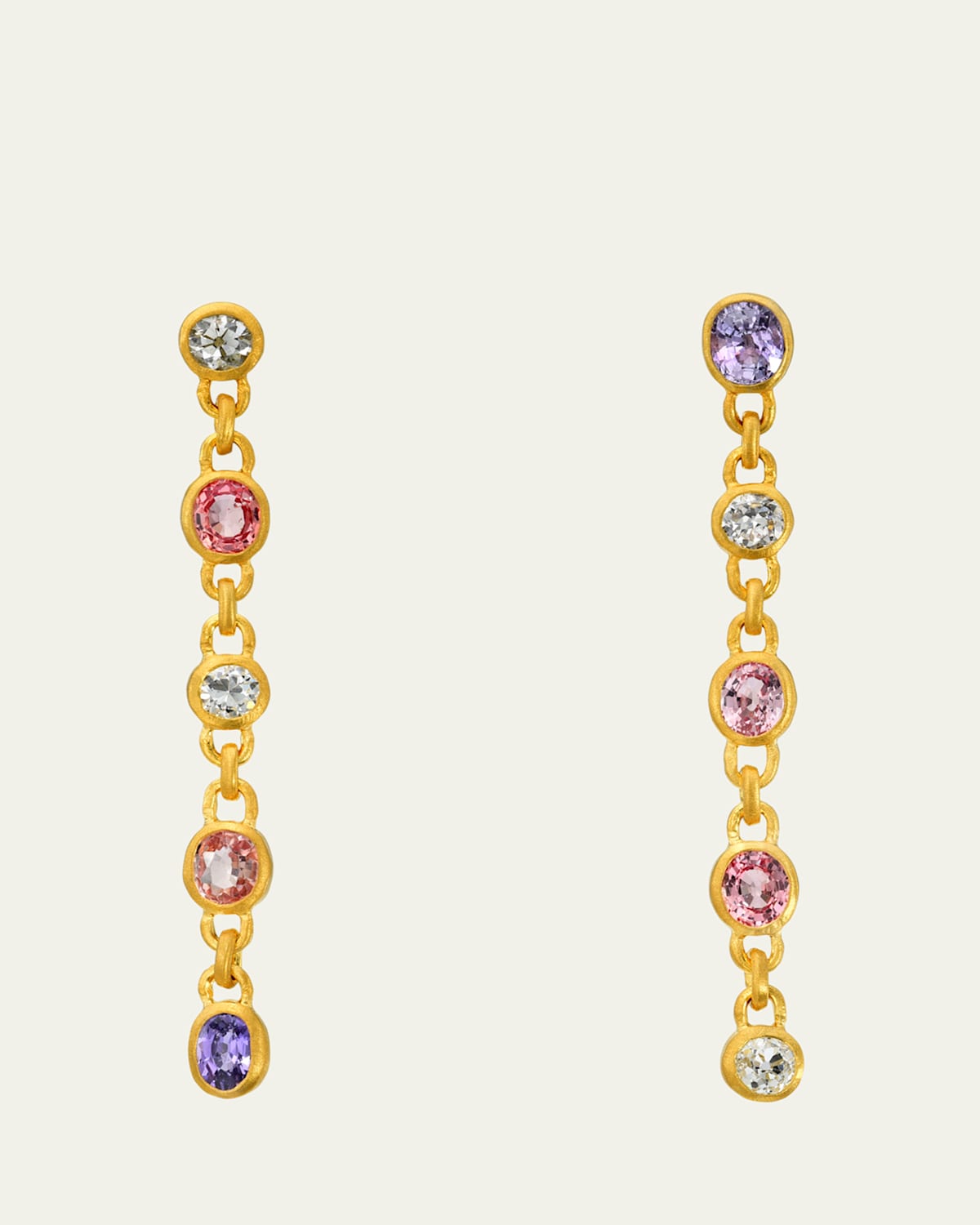 Fairmined 18K Padparadscha Sapphire, Purple Sapphire and Diamond Fairy Chain Earrings
