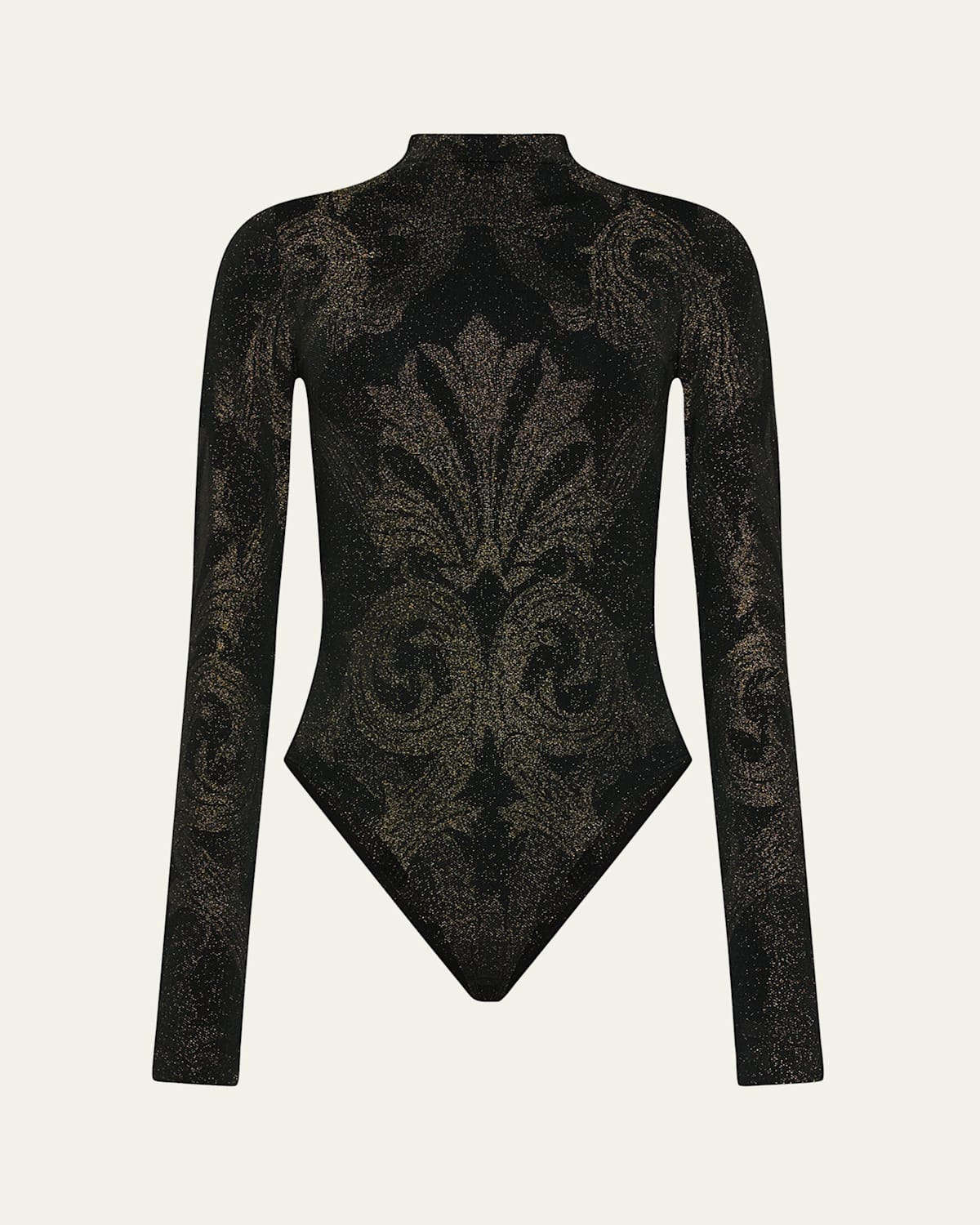 x Etro Mock-Neck Metallic Jacquard Bodysuit