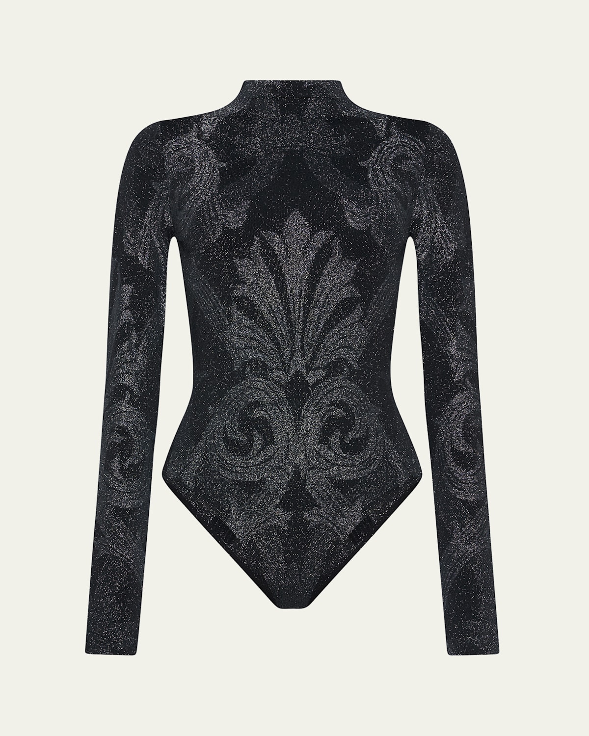 x Etro Mock-Neck Metallic Jacquard Bodysuit