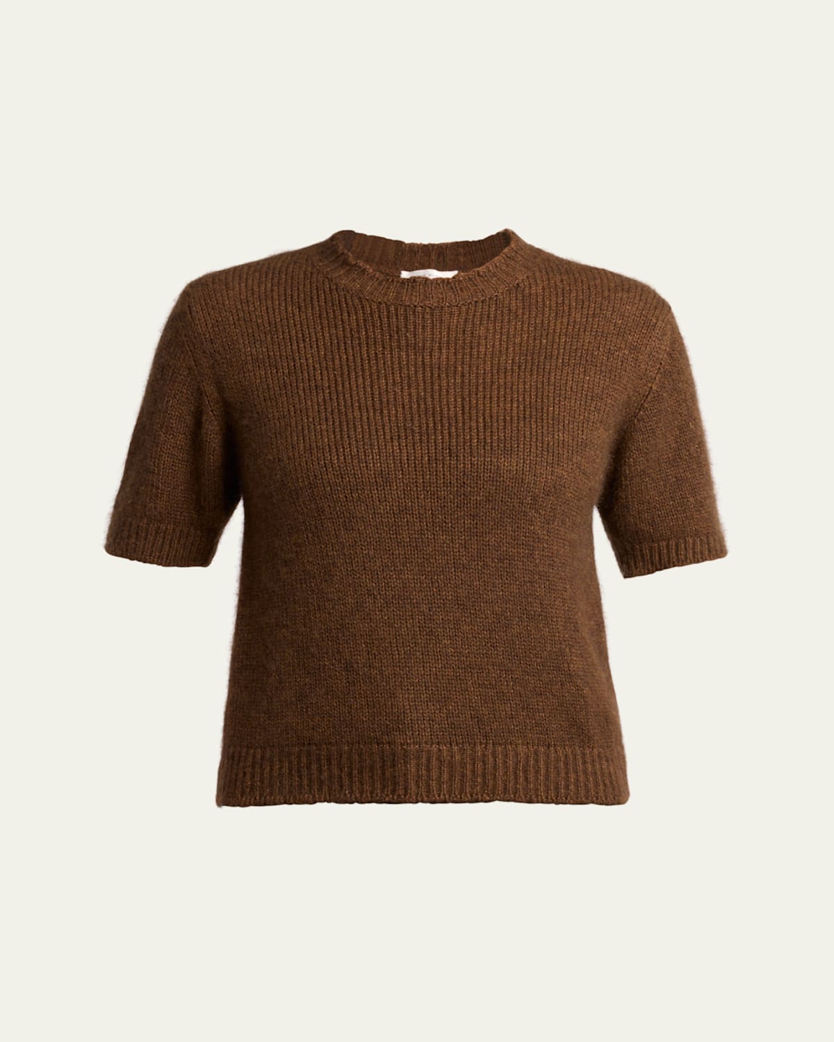The Row Hibiscus Cashmere Short-sleeve Sweater In Cloudy Brown