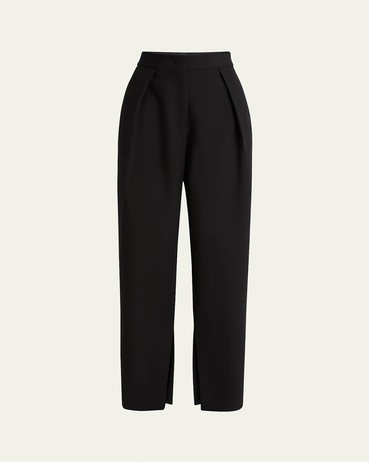 Pleated Straight-Leg Trousers with Split Seams