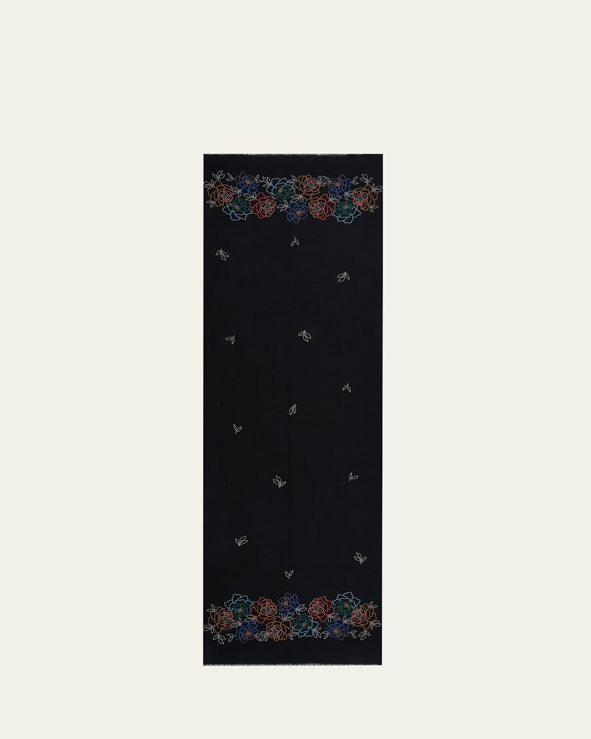 Beaded Peony Merino Wool Scarf