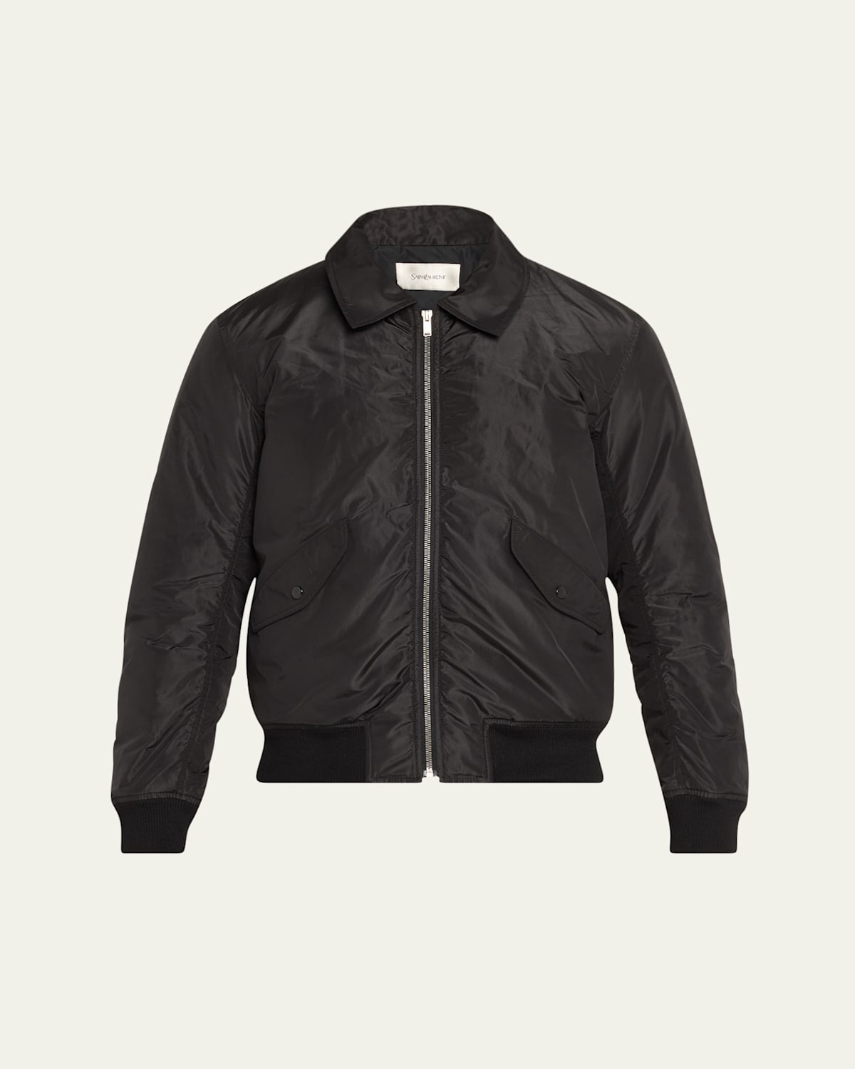 Men's Taffeta Shirt-Collar Bomber Jacket