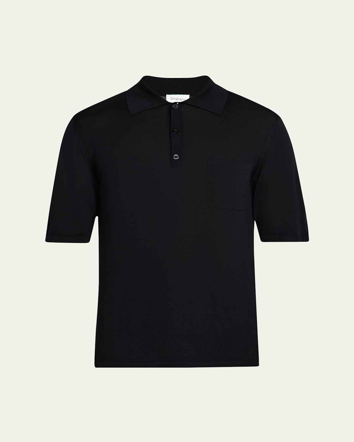Saint Laurent Wool Polo Shirt In Nero