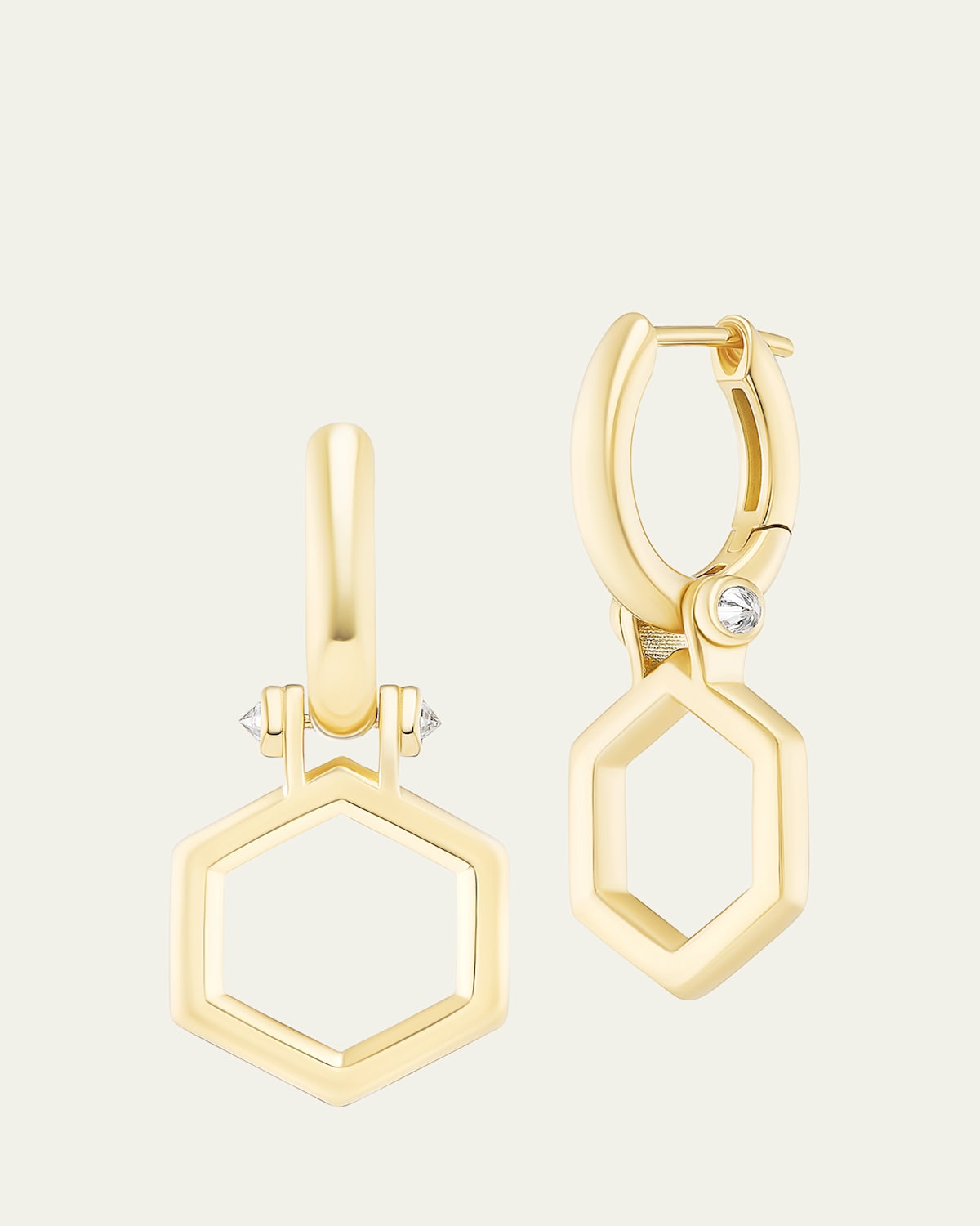 Harwell Godfrey 18K Yellow Gold Foundation Huggie Earrings with Diamonds