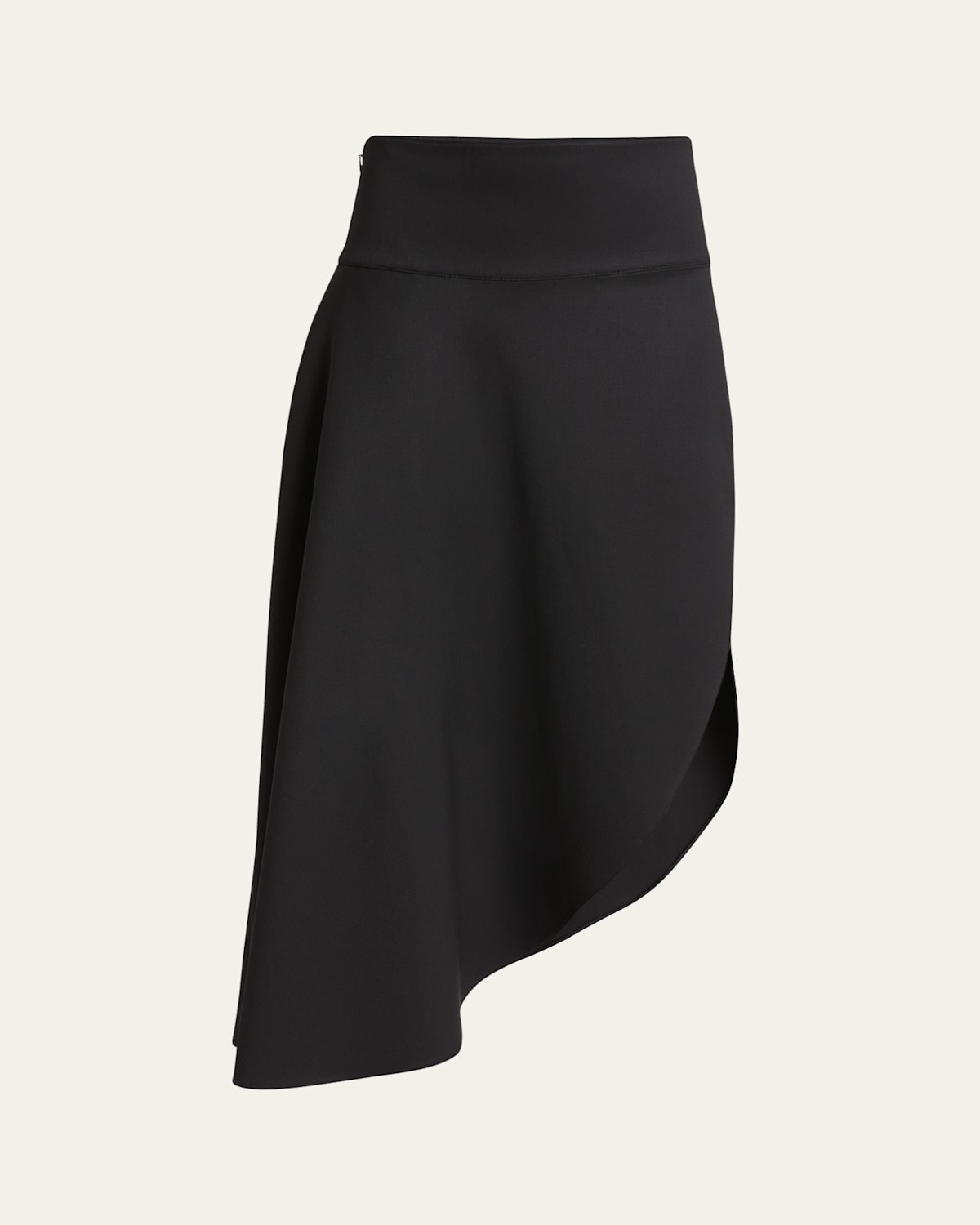 Wool Midi Skirt with High Asymmetric Slit
