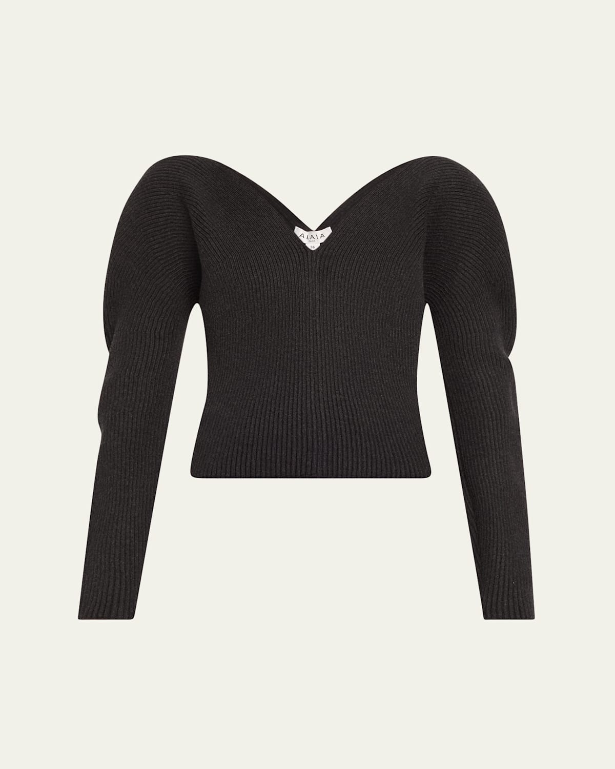 Sweetheart-Neck Long-Sleeve Rib Sweater