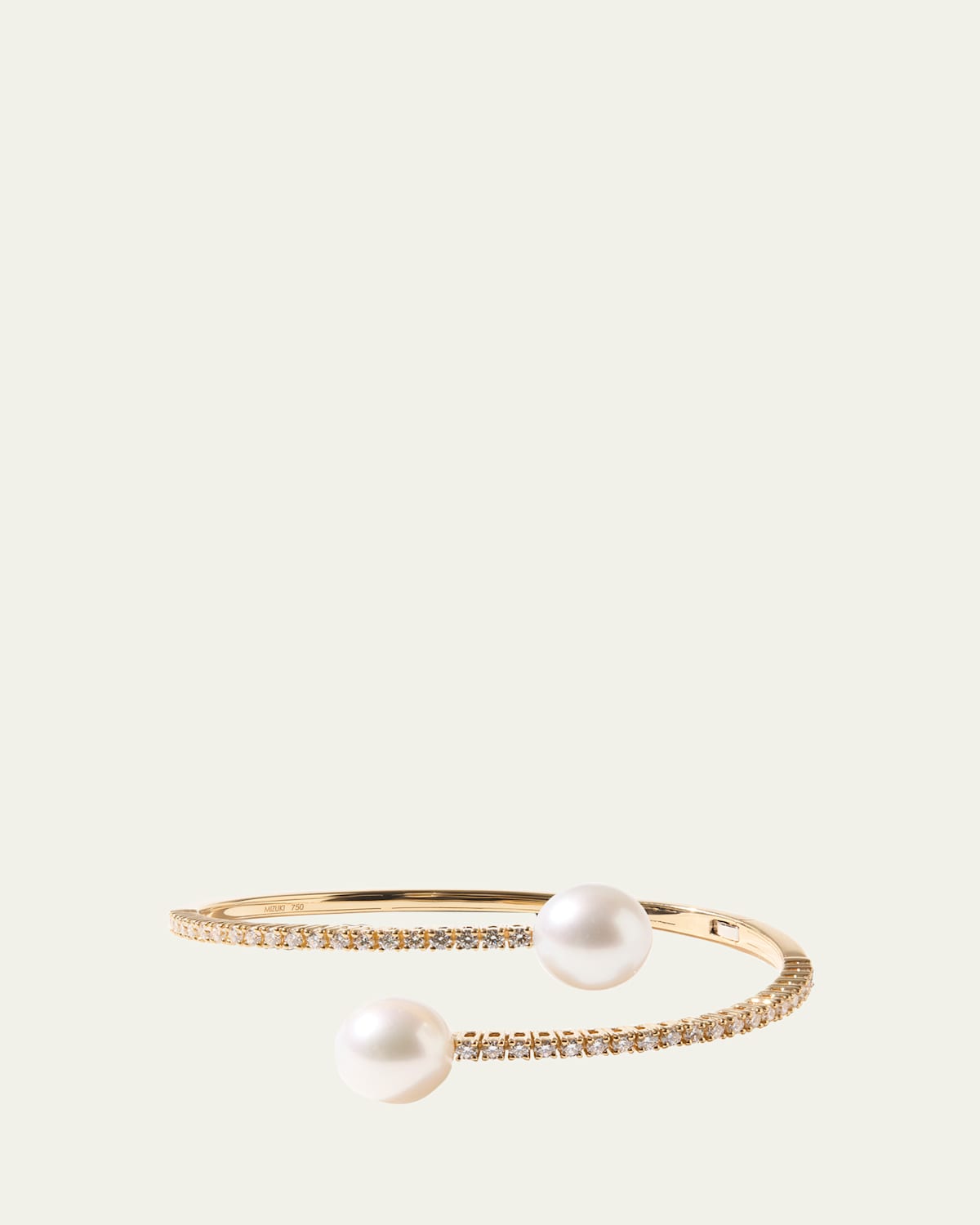 Mizuki 18K Yellow Gold Double South Sea Pearl and Diamond Cuff Bracelet