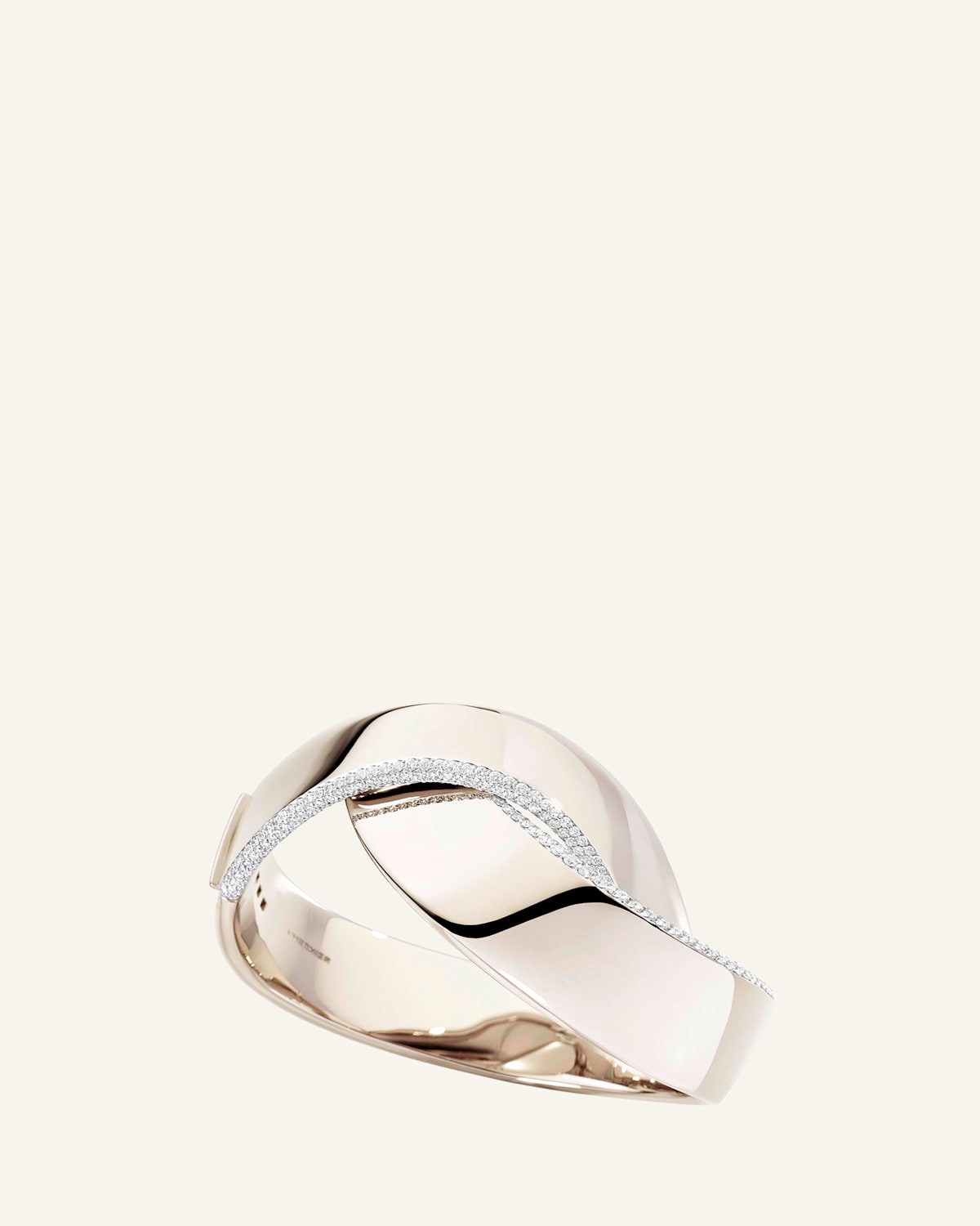 Abbraccio 18K White Gold Demi Pave Bangle, 15.5cm