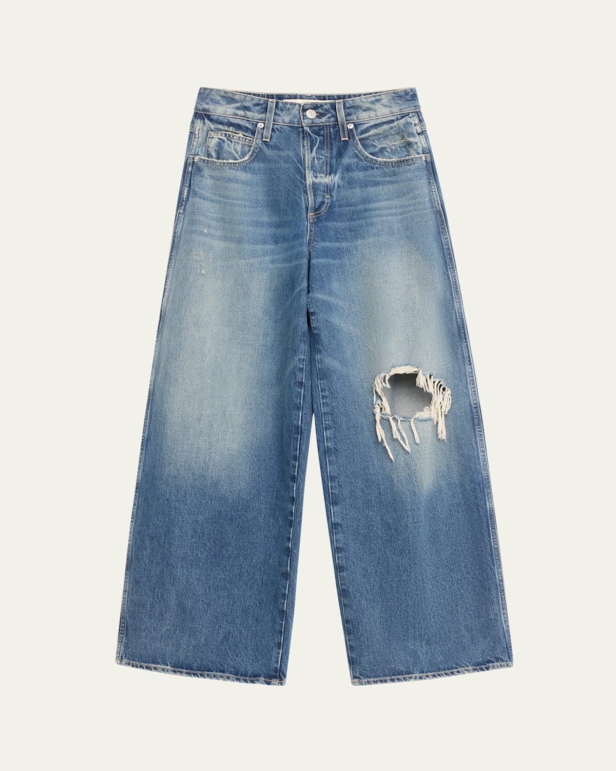 Indira Distressed Wide-Leg Jeans