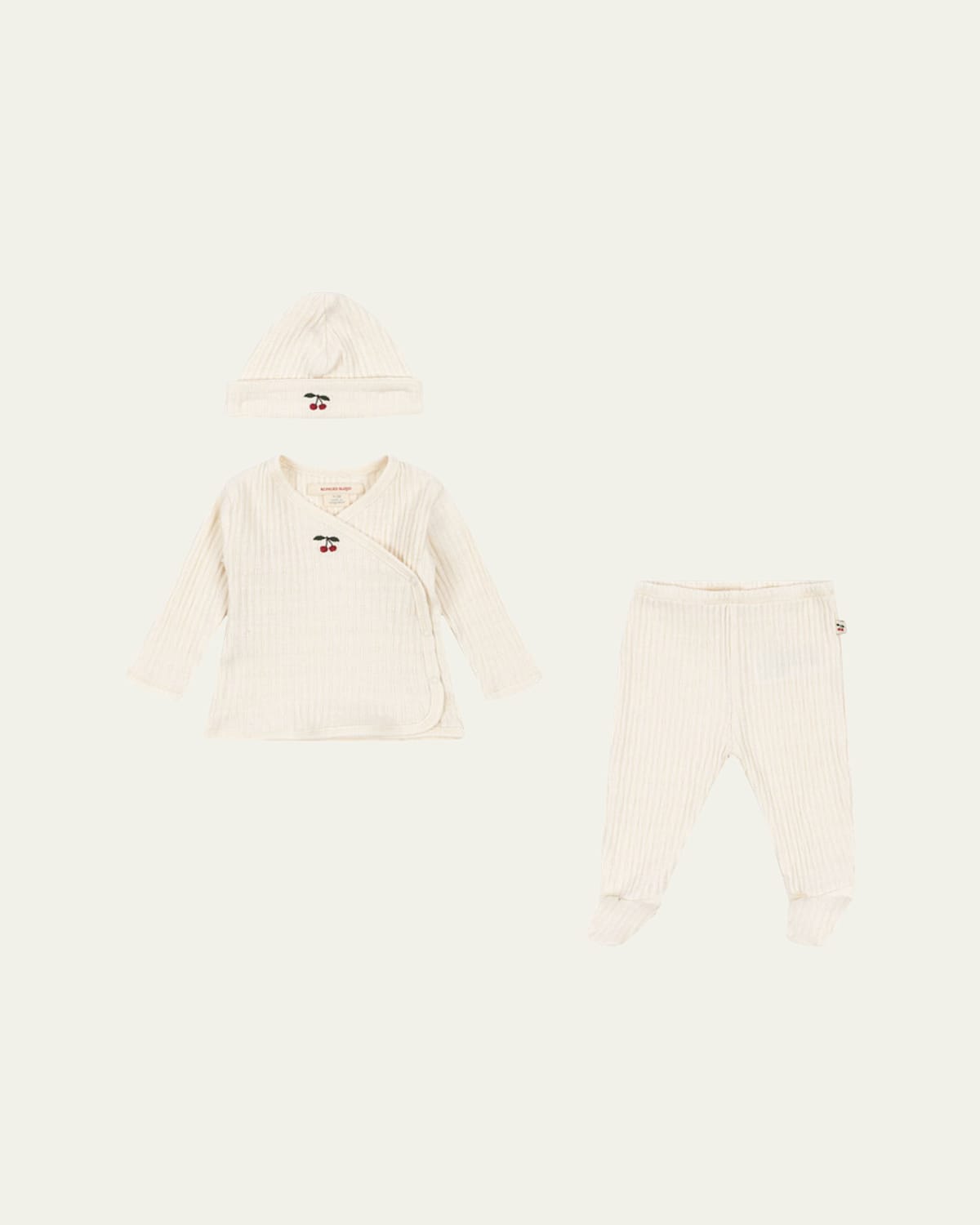 Girl's Nia Cherry Embroidered Three-Piece Set, Size Premie-6M