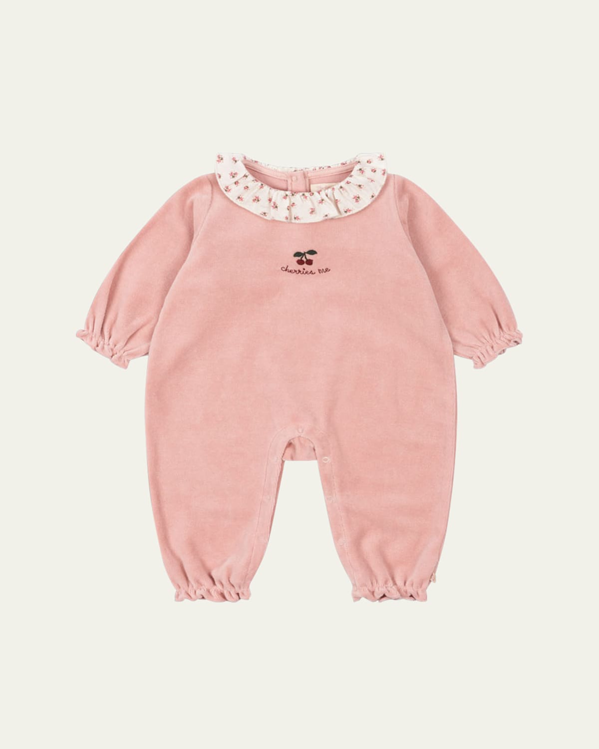 Girl's Miffa Cherry Embroidered Coverall, Size Newborn-9M