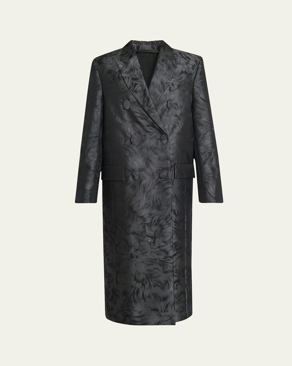 Givenchy Cats Jacquard Double Breasted Coat In Charcoal