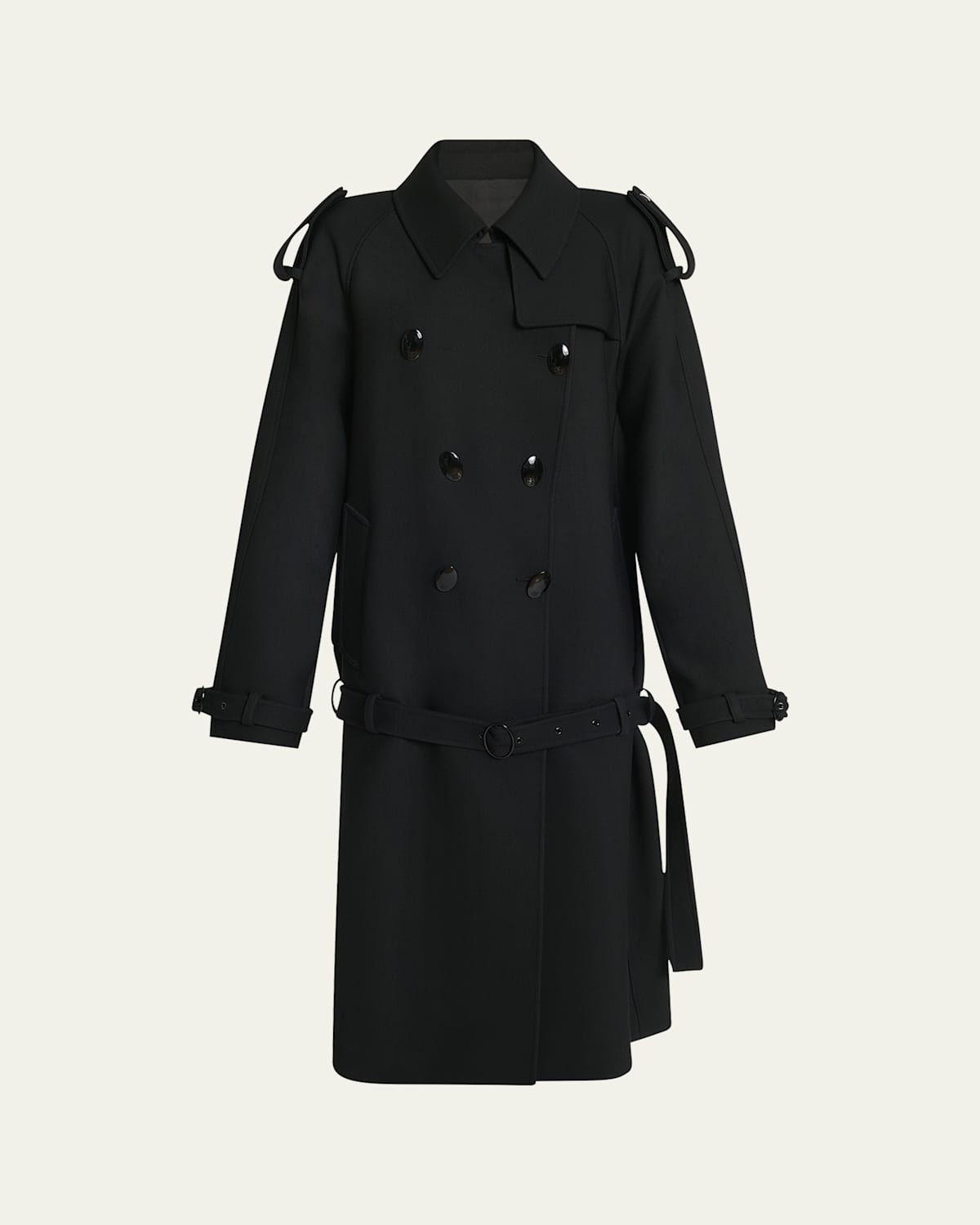 Givenchy Double-breasted Volume Belted Wool Trench Coat In Black