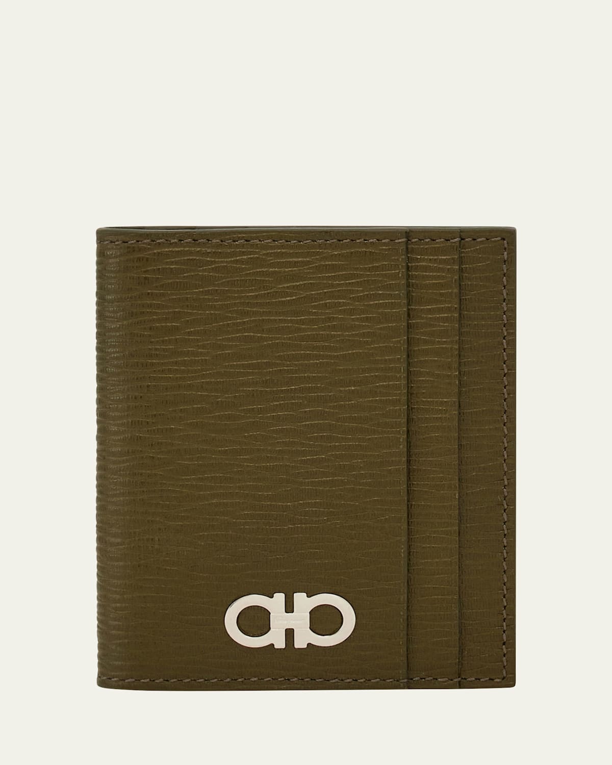 Ferragamo Credit Card Holder In New Olive Caffe