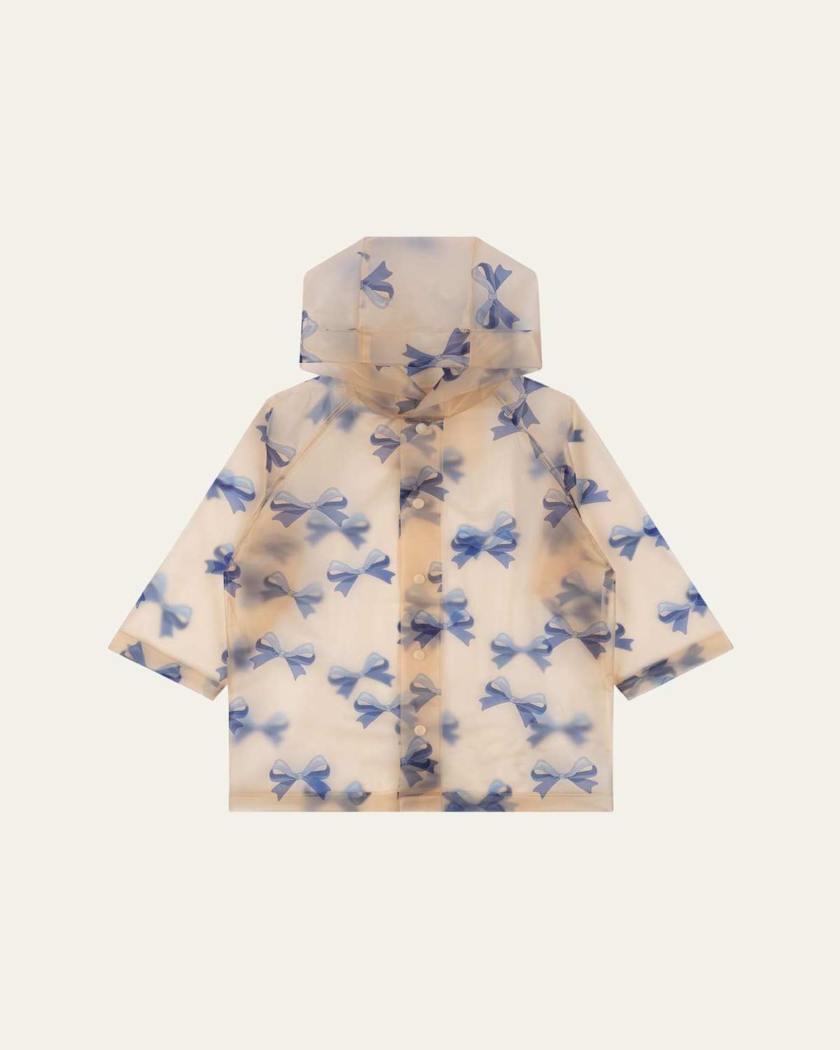 Girl's Brume Ribbon-Print Raincoat, Size 18M-8
