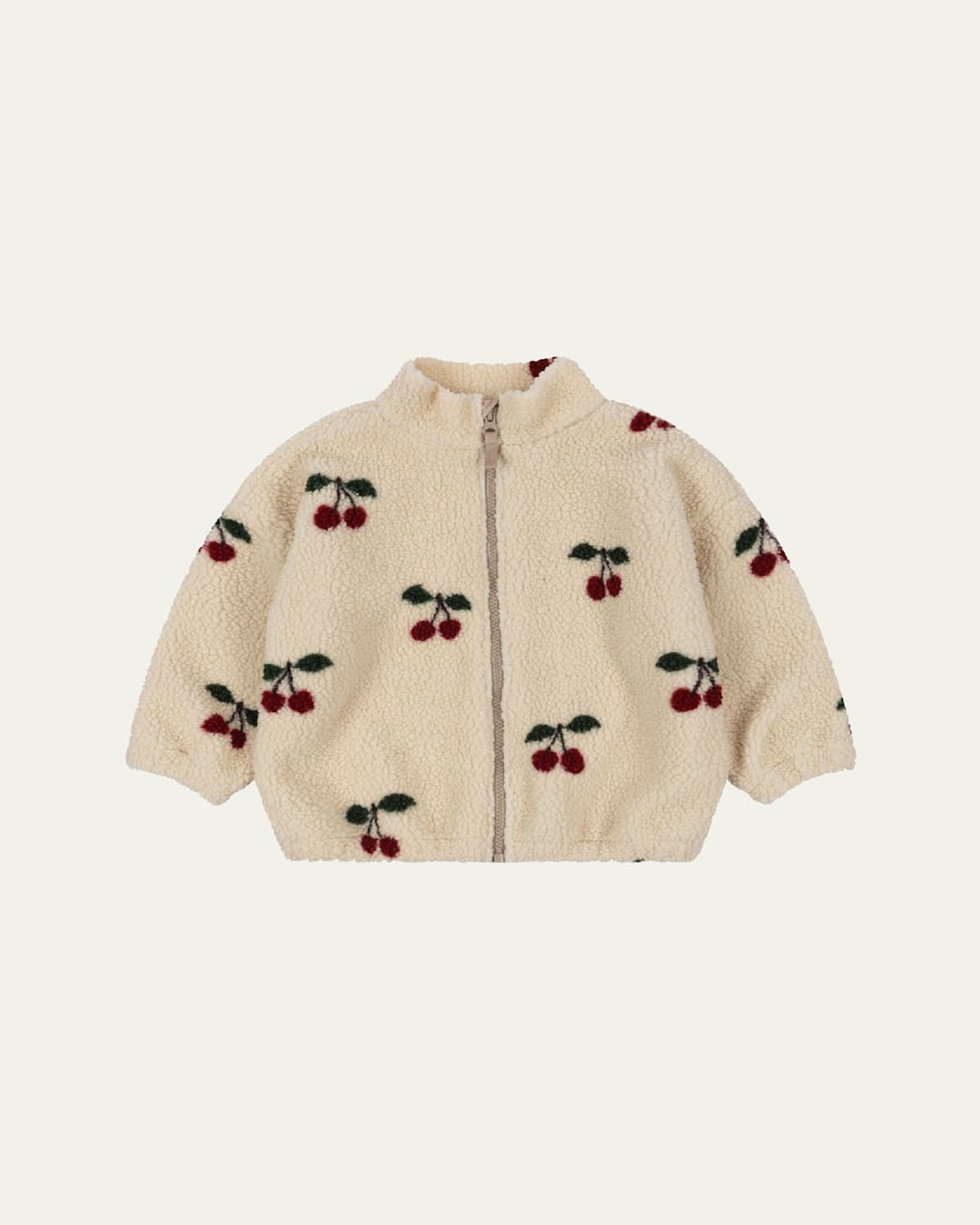 Girl's Jody Cherry-Print Teddy Jacket, Size 9M-10