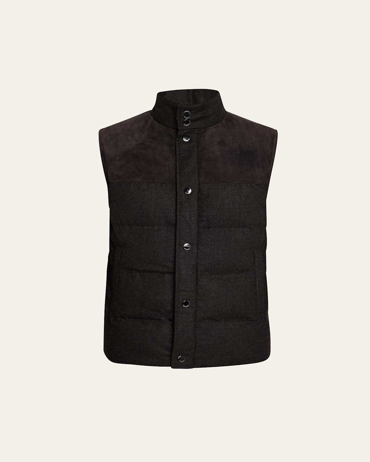 Men's Cashmere and Leather Down Vest