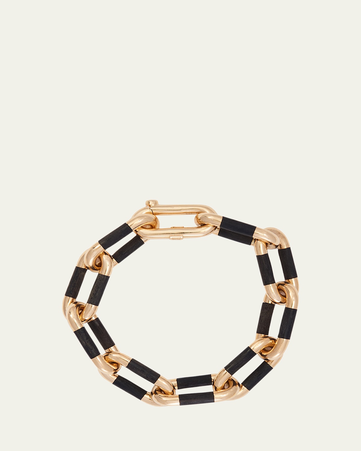 18K Yellow Gold and Black Ebony Oval Link Bracelet