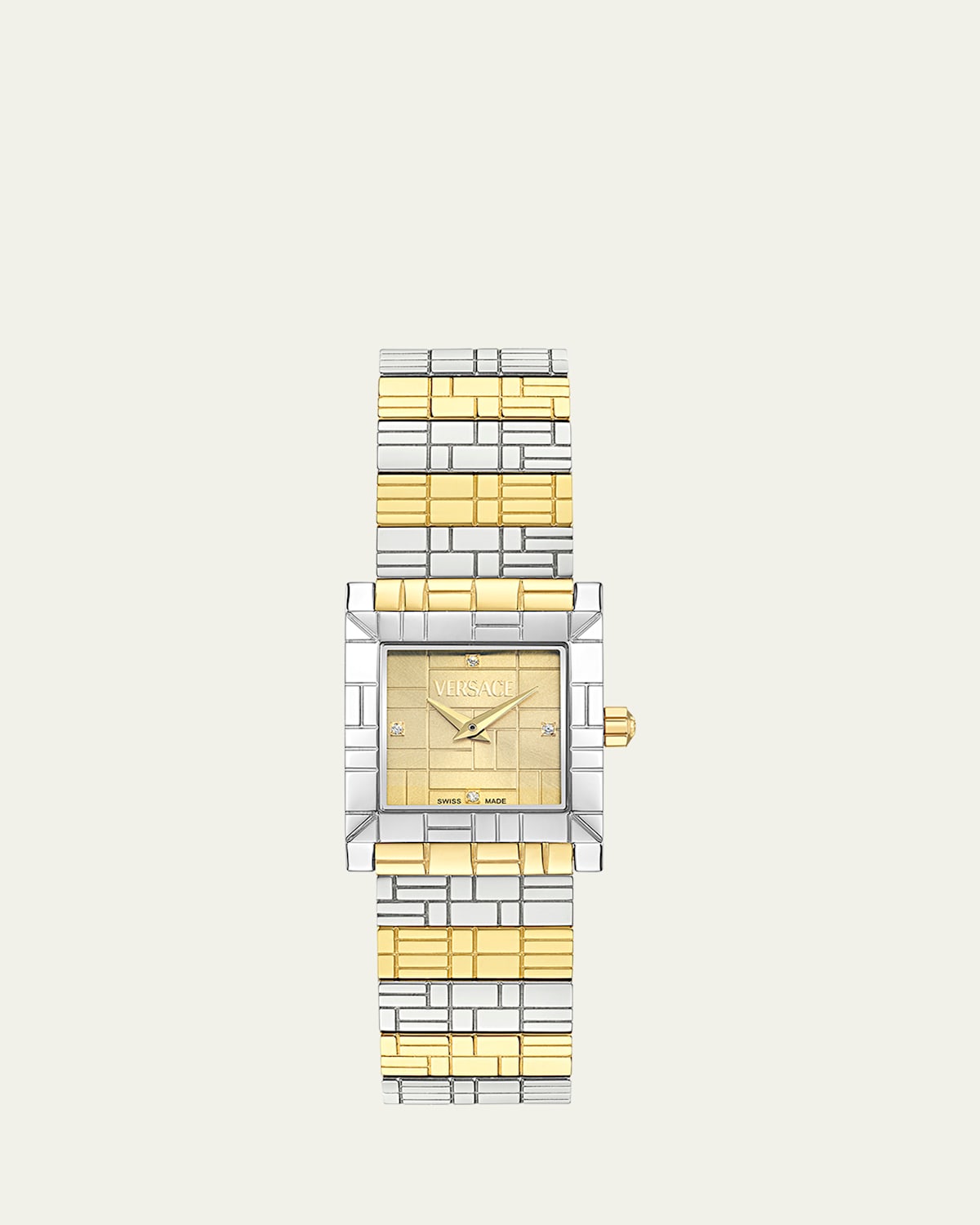 22mm Versace Mosaic Watch with Bracelet Strap, Two Tone