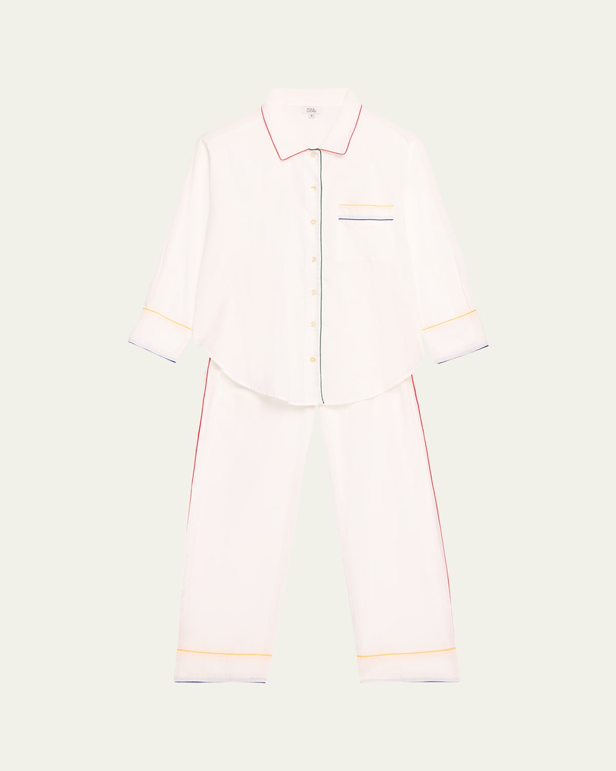 FOLKLOORE ALBA PIPED COTTON PAJAMA SET 