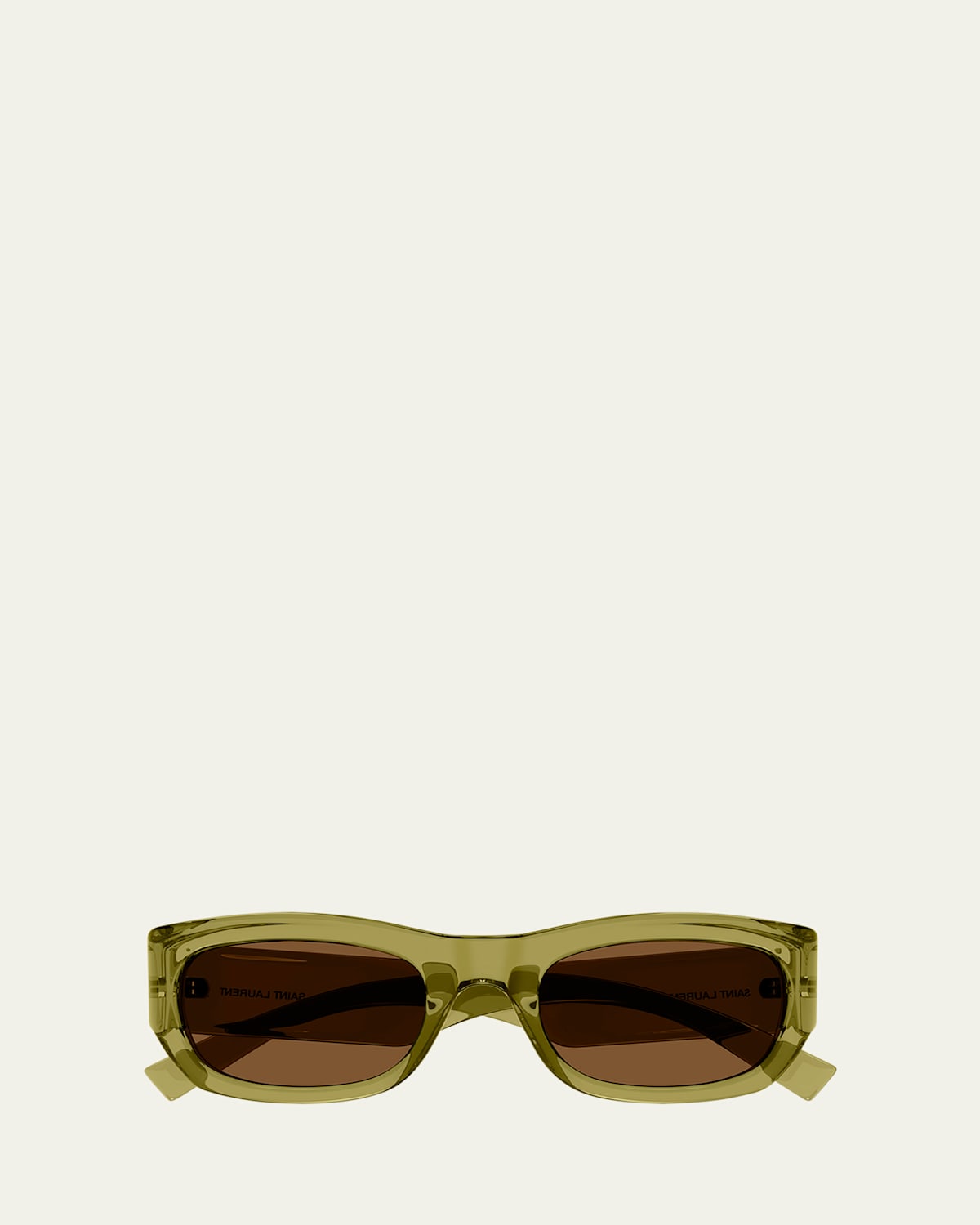 Saint Laurent Plastic Rectangle Sunglasses In Green