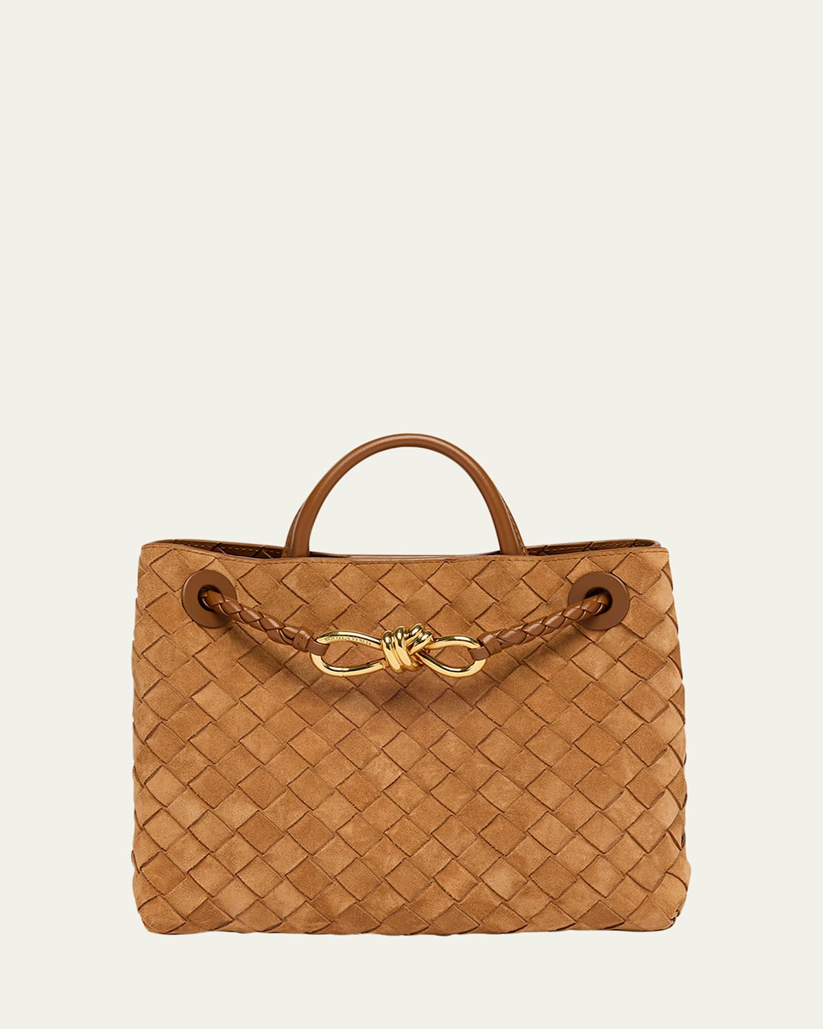 Bottega Veneta Small Andiamo Suede Tote Bag In Orange