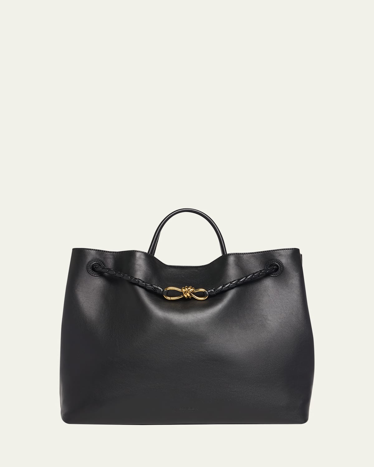 Bottega Veneta Andiamo Large Leather Tote Bag In Black