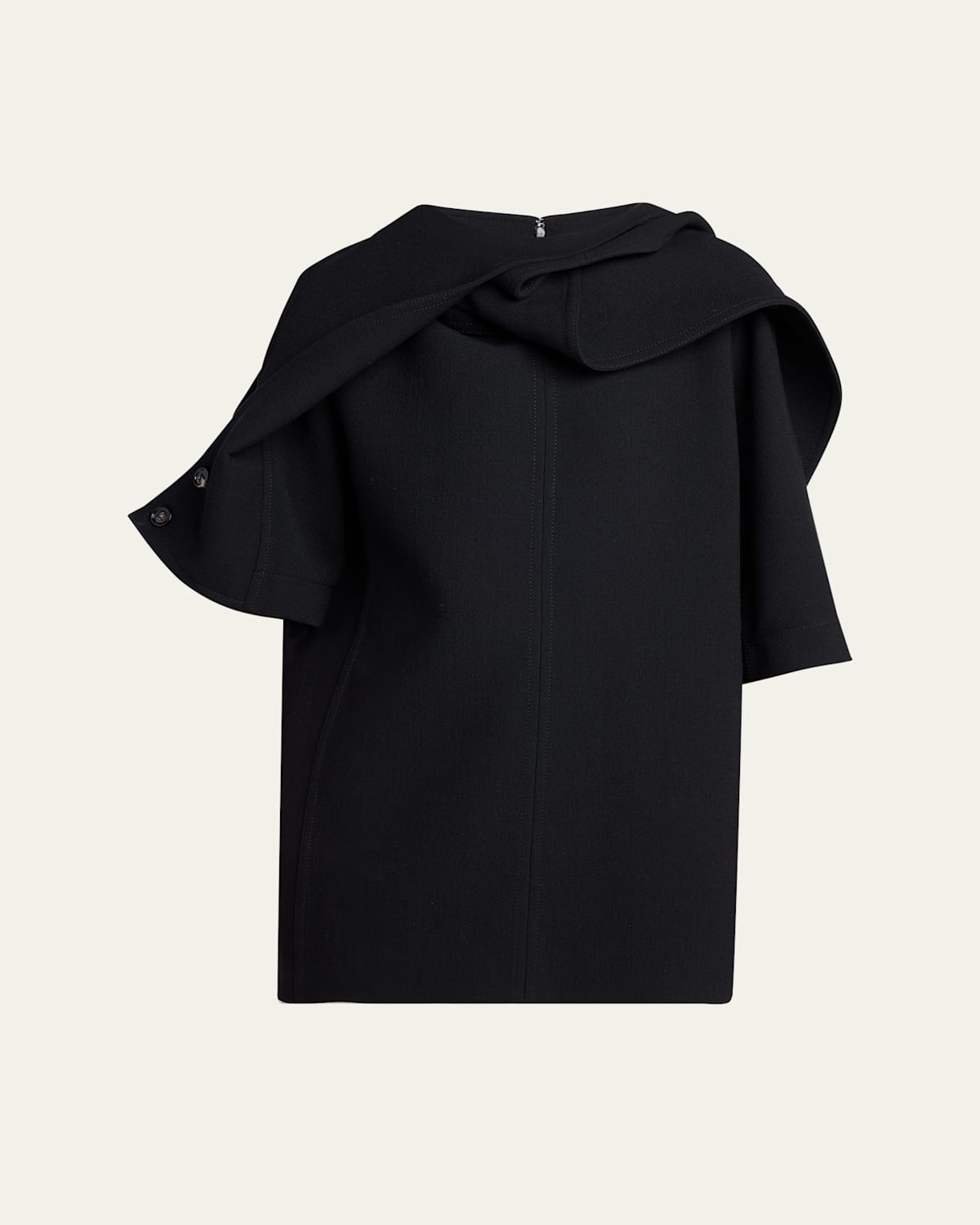 Bottega Veneta Light Double Wool Crepe Top In Nero