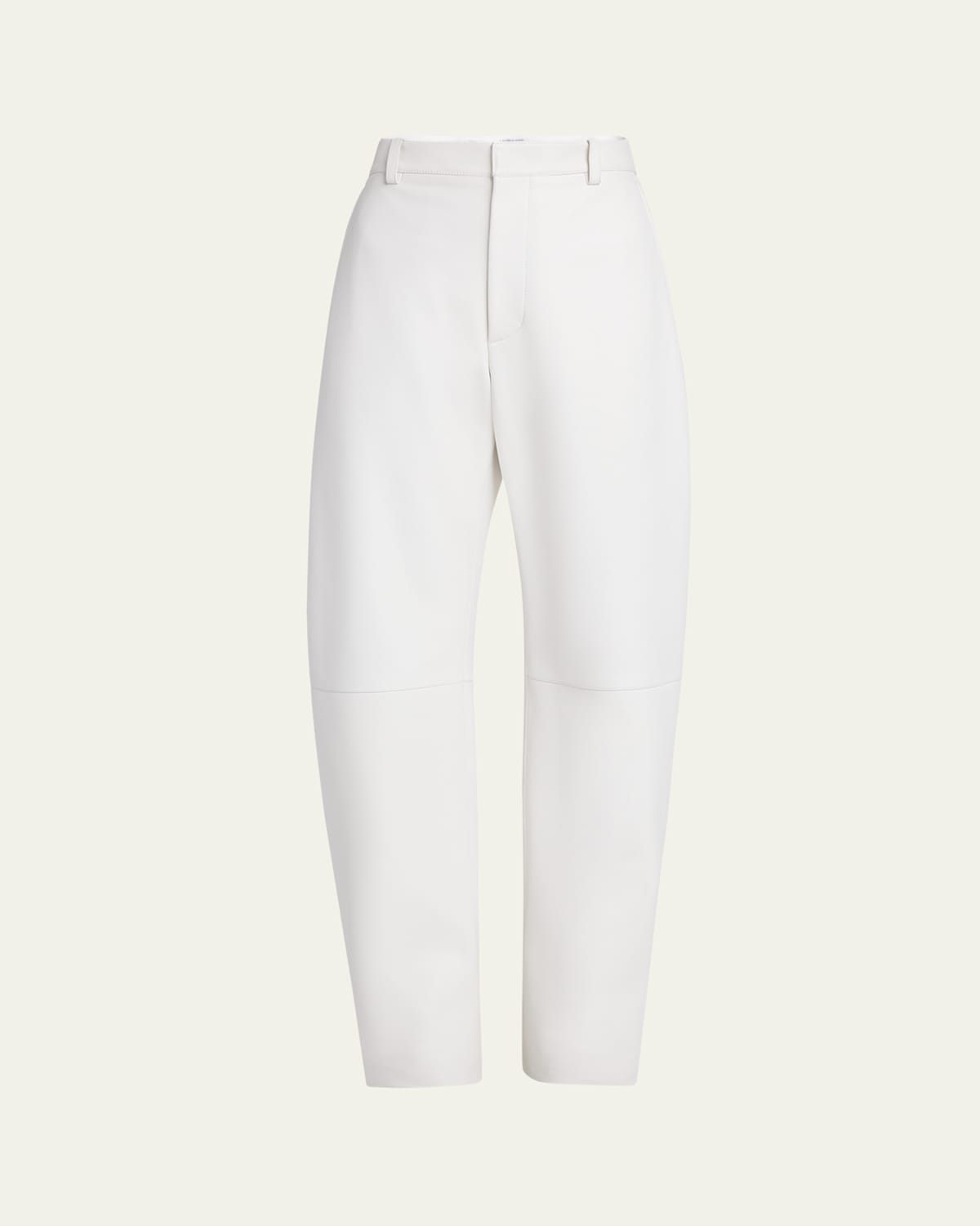 Bottega Veneta Napa Leather Rounded Leg Trousers In Bianco