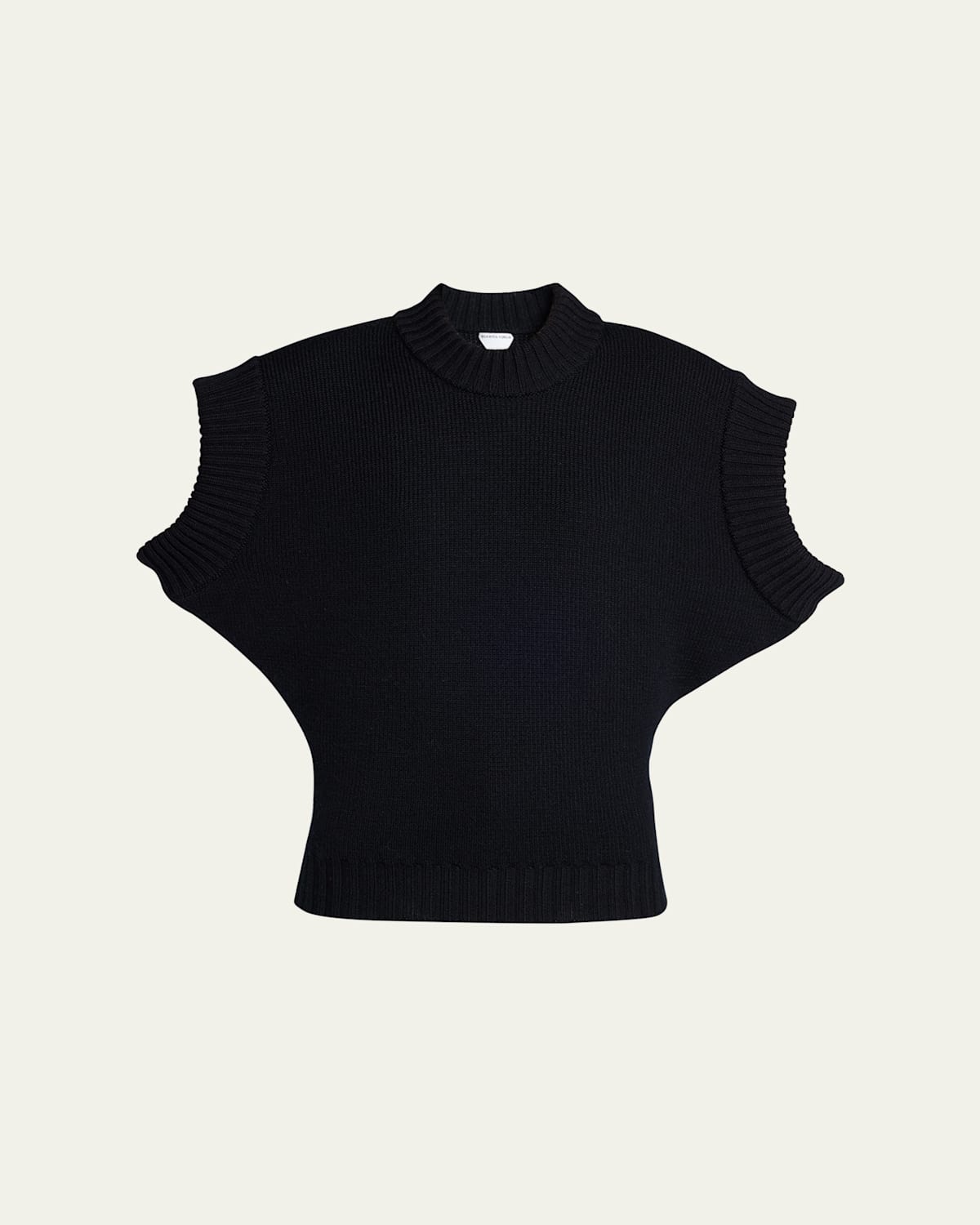 Bottega Veneta Short Sleeve Wool Sweater In Nero