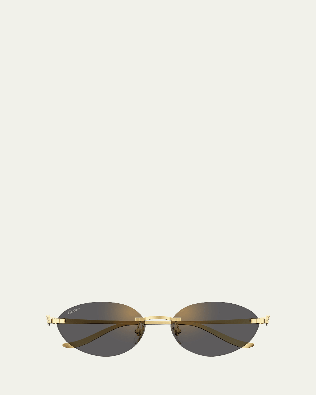 Panthère Rimless Metal Oval Sunglasses