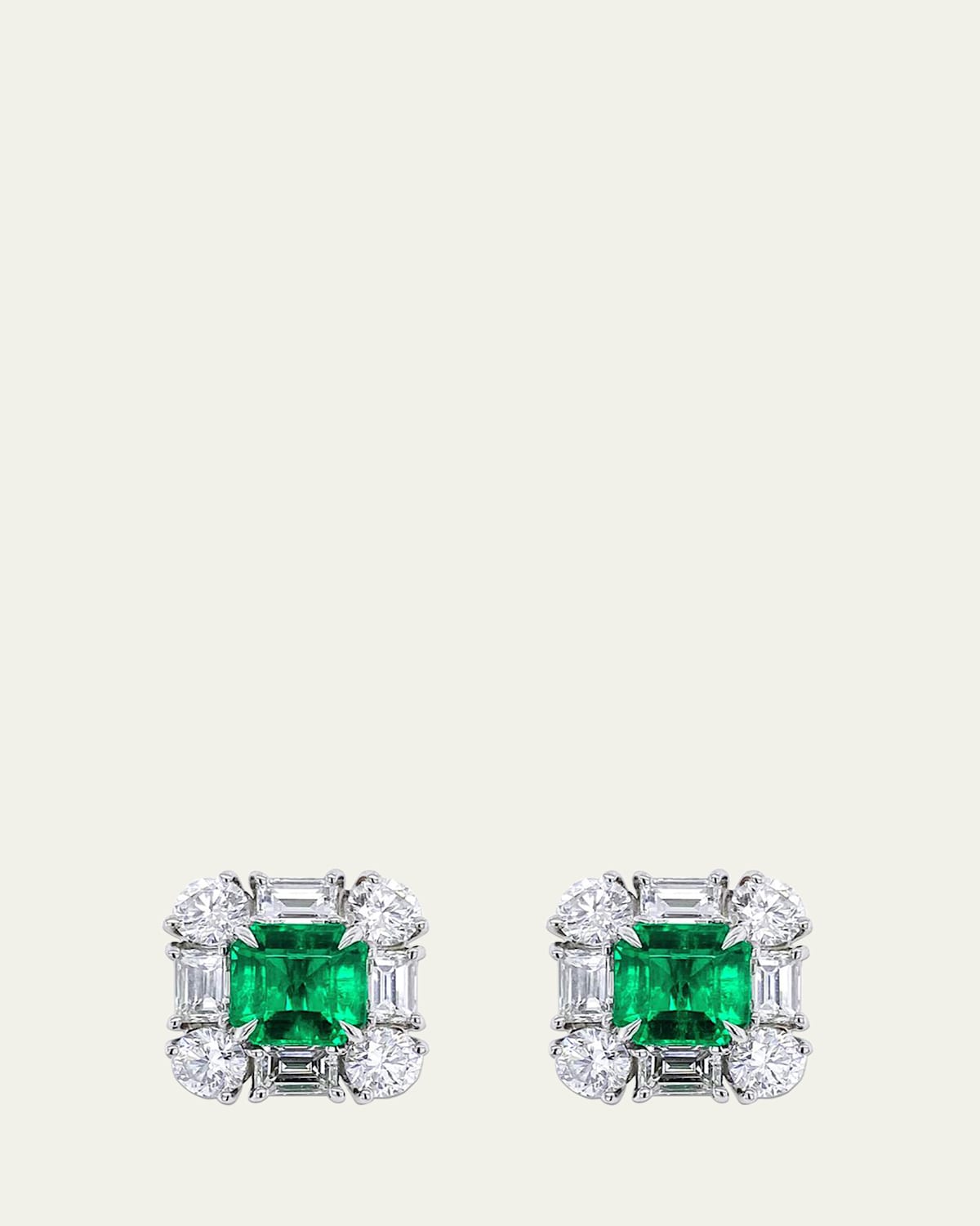 Emerald and Diamond Stud Earrings
