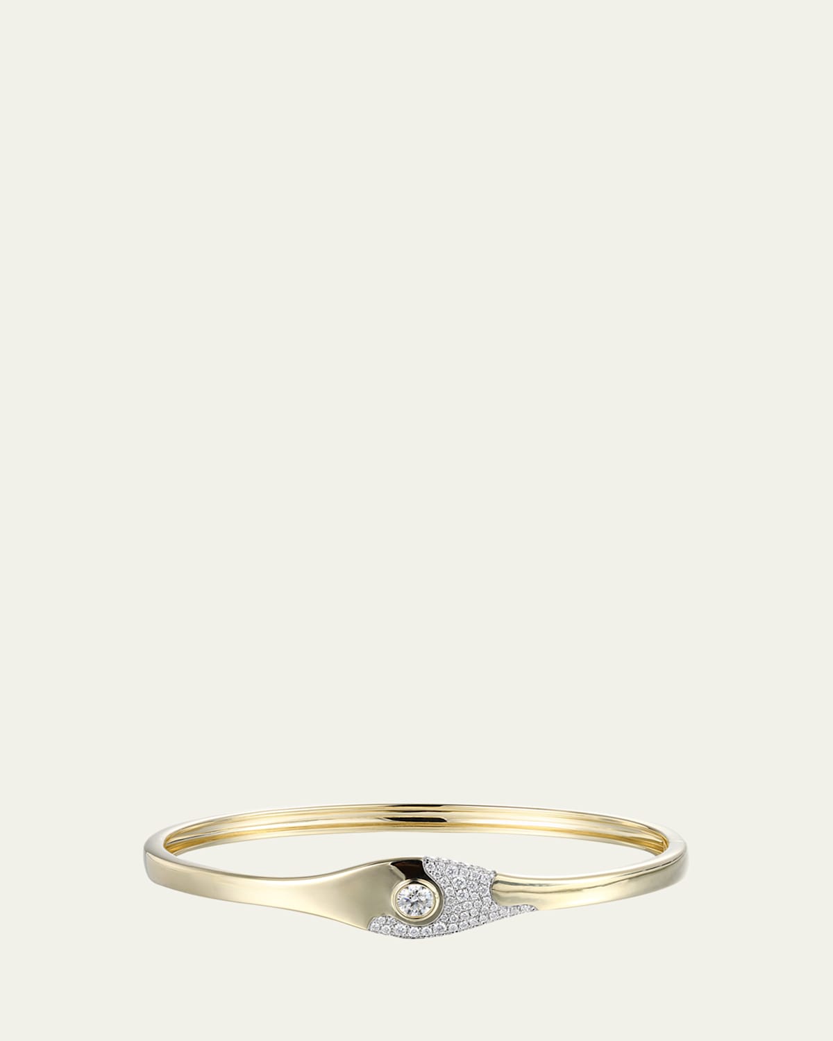 14K Yellow Gold Evil Eye Lava Diamond and Pave Bangle Bracelet
