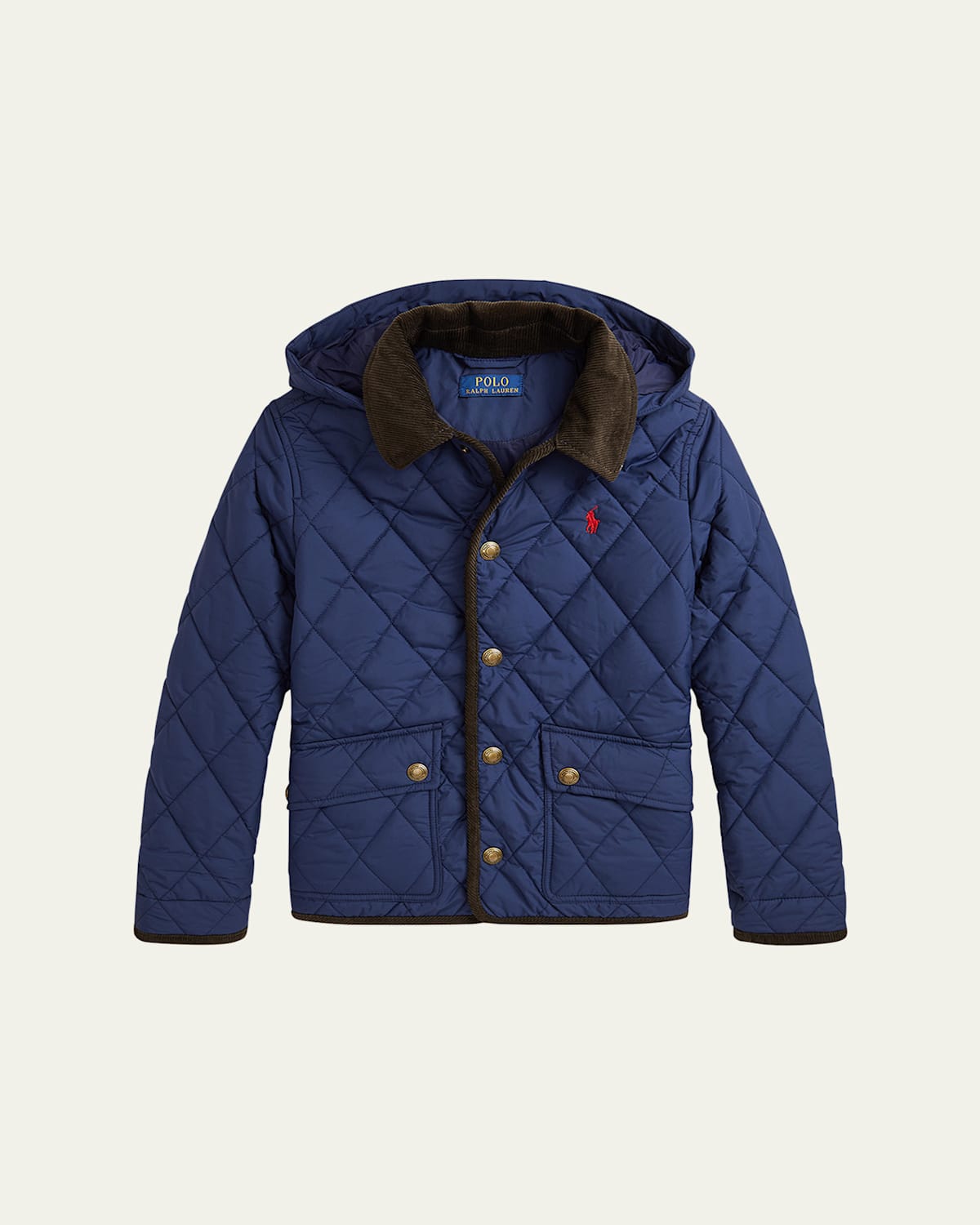 Ralph Lauren Kids' Boy's Matte Quilted Collared Jacket In Blue